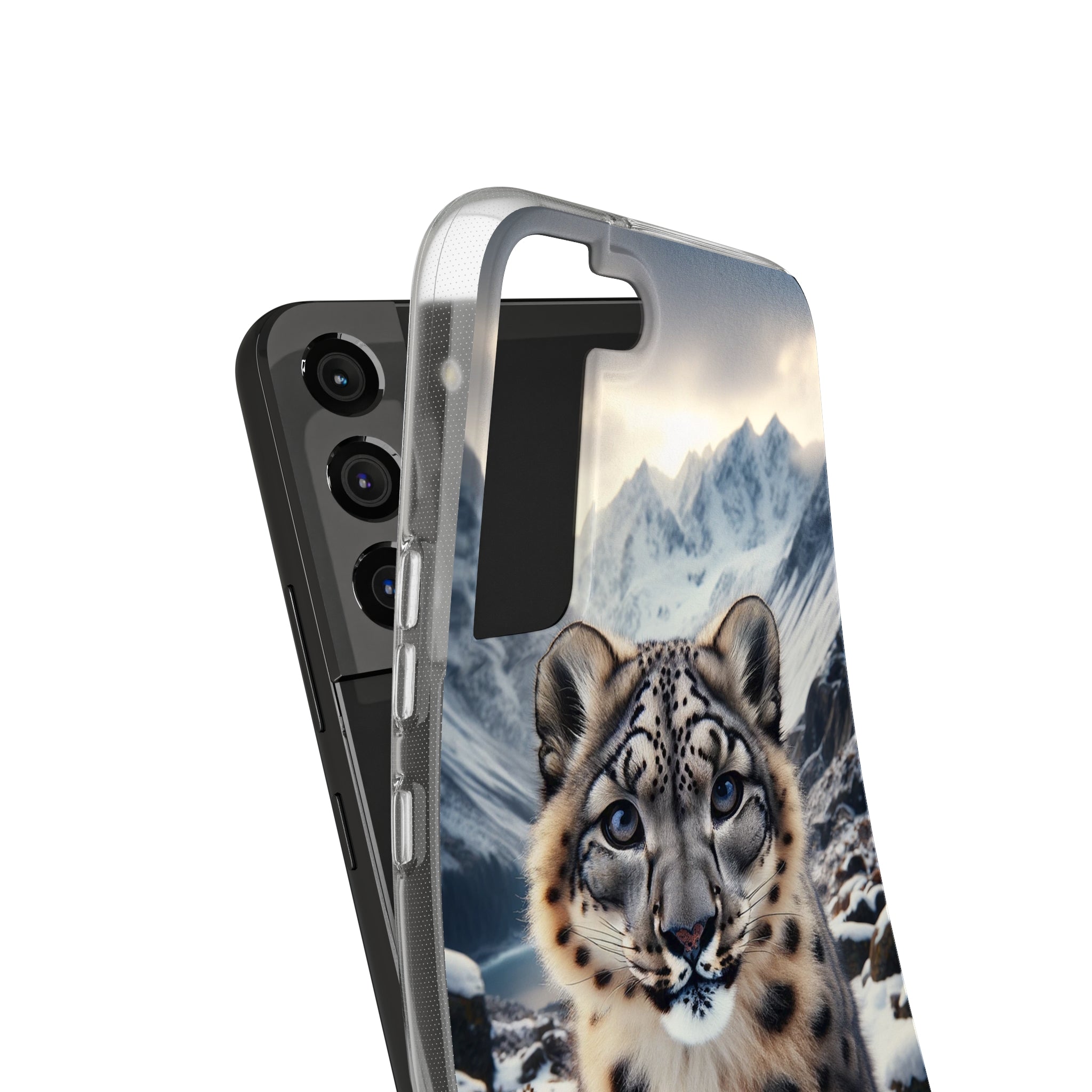 Curious Snow Leopard - Soft Phone Case