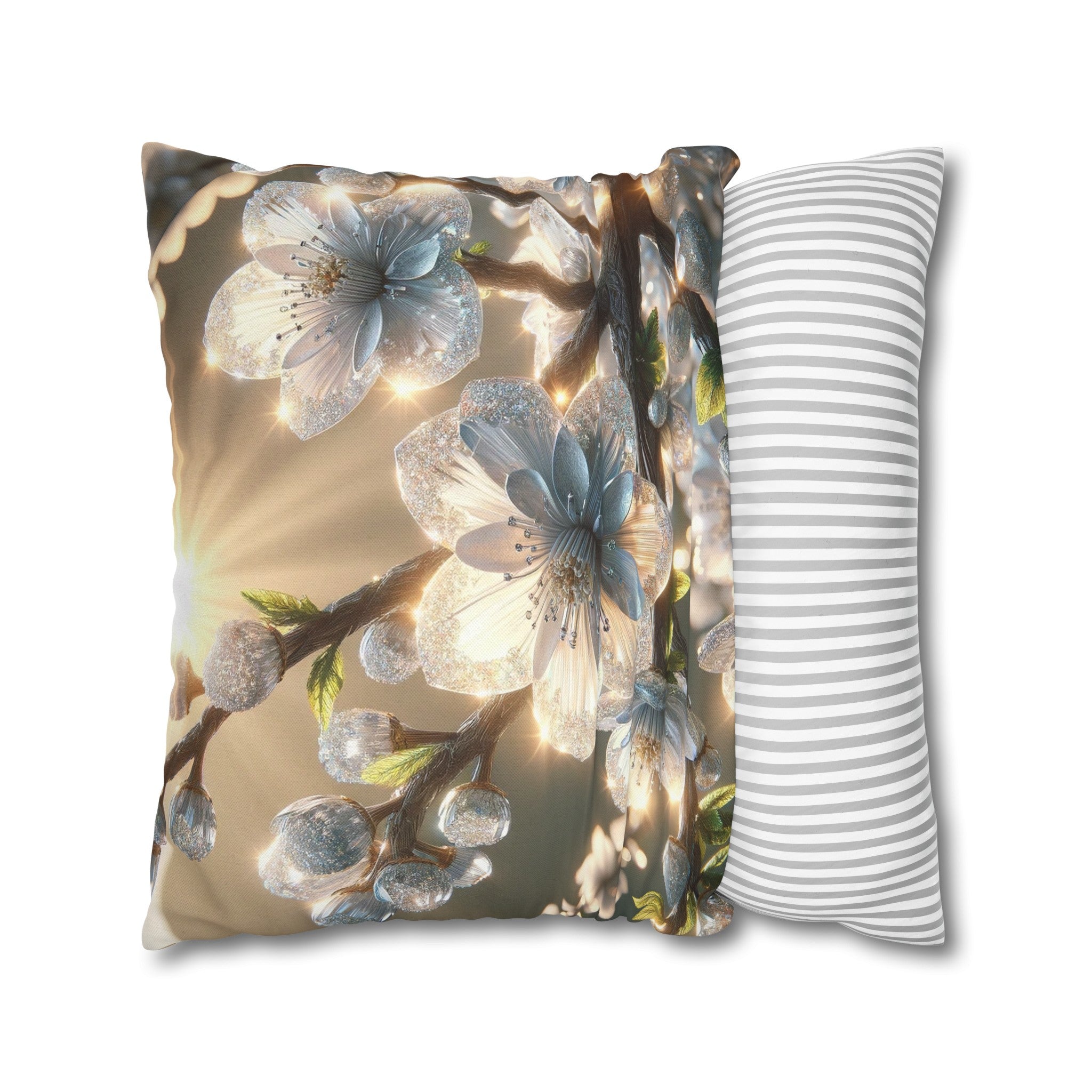 White diamond flowers (2) - Polyester Square Pillowcase