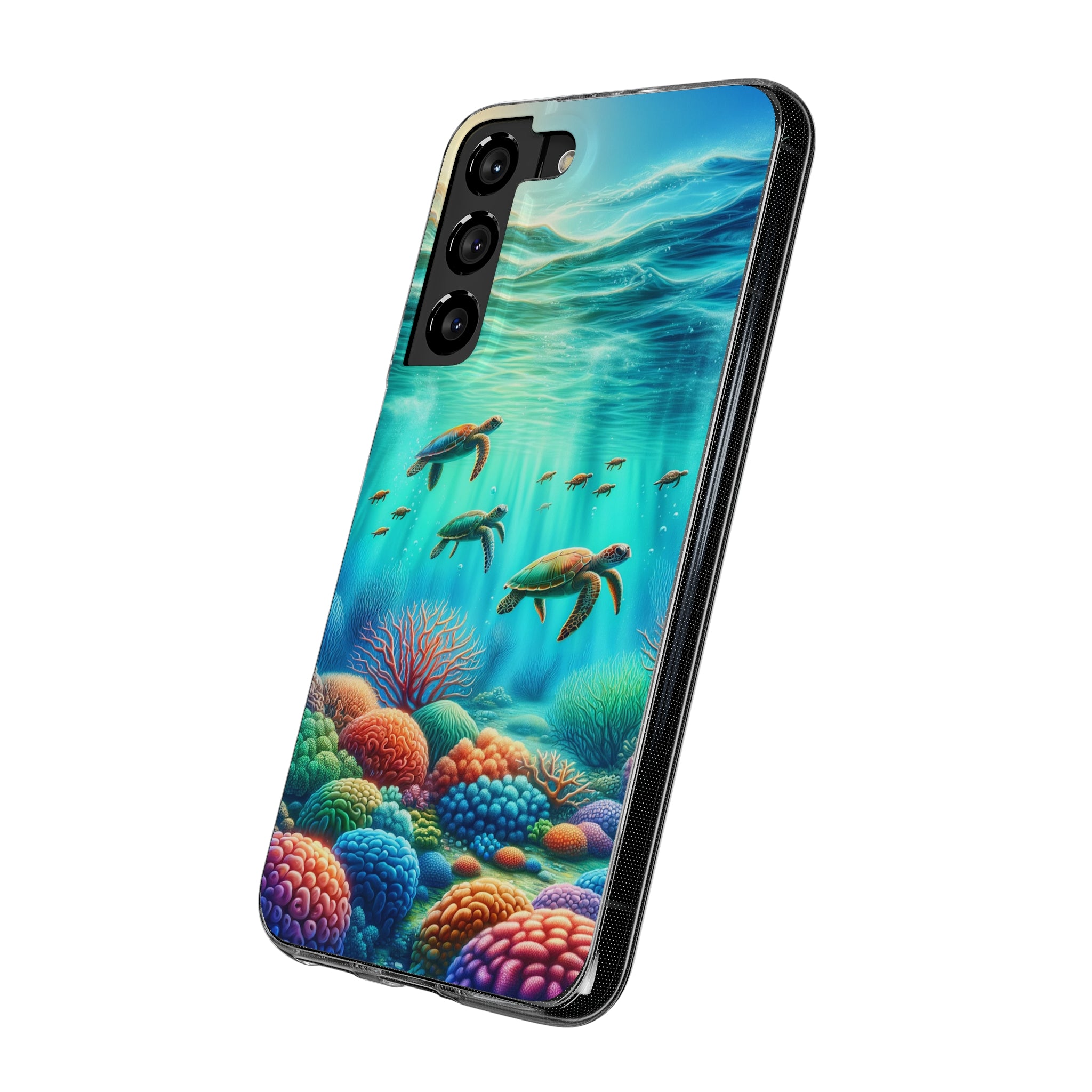 Turtles and coral reef - Soft Phone Case