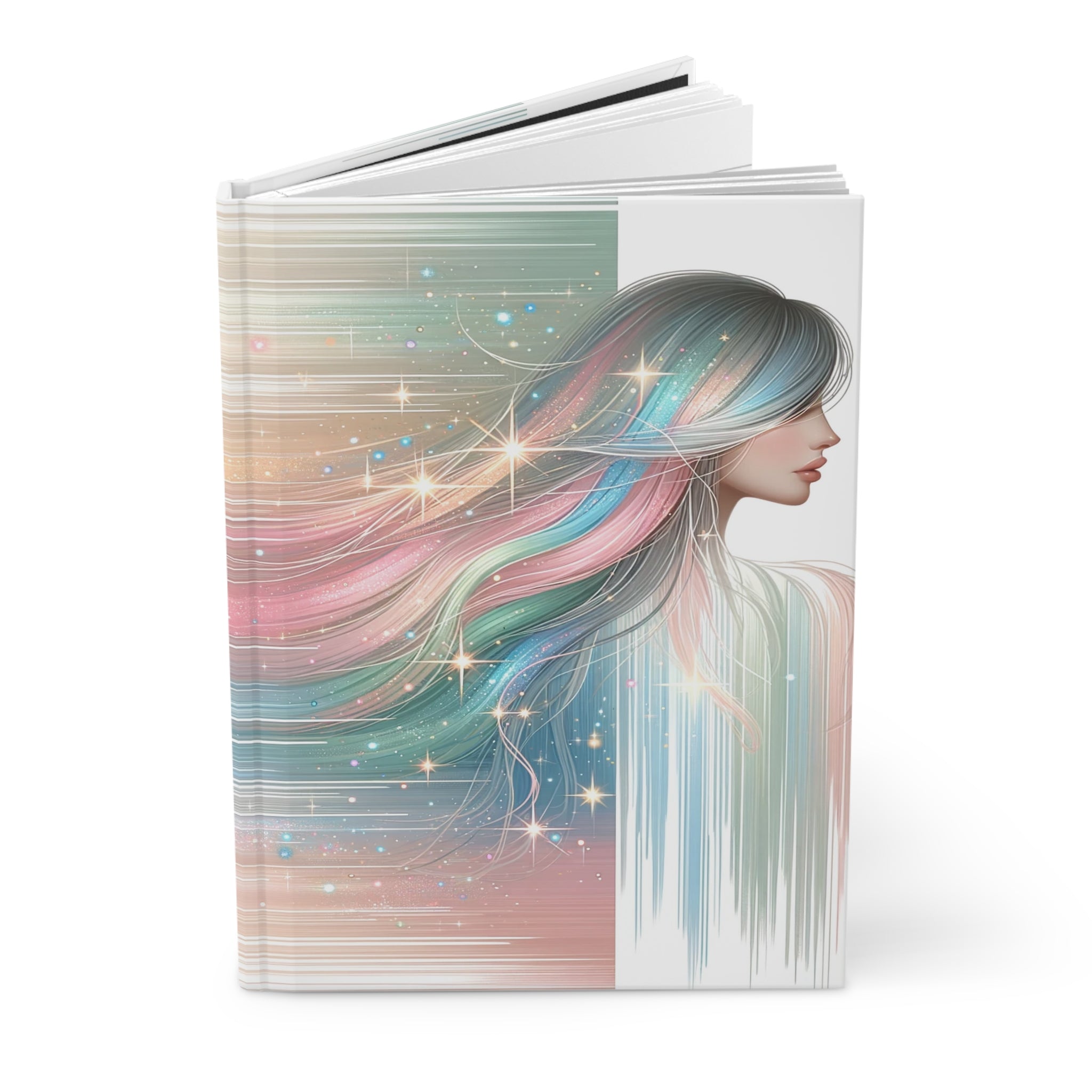 Lady with Pastel coloured hair - Hardcover Notebook