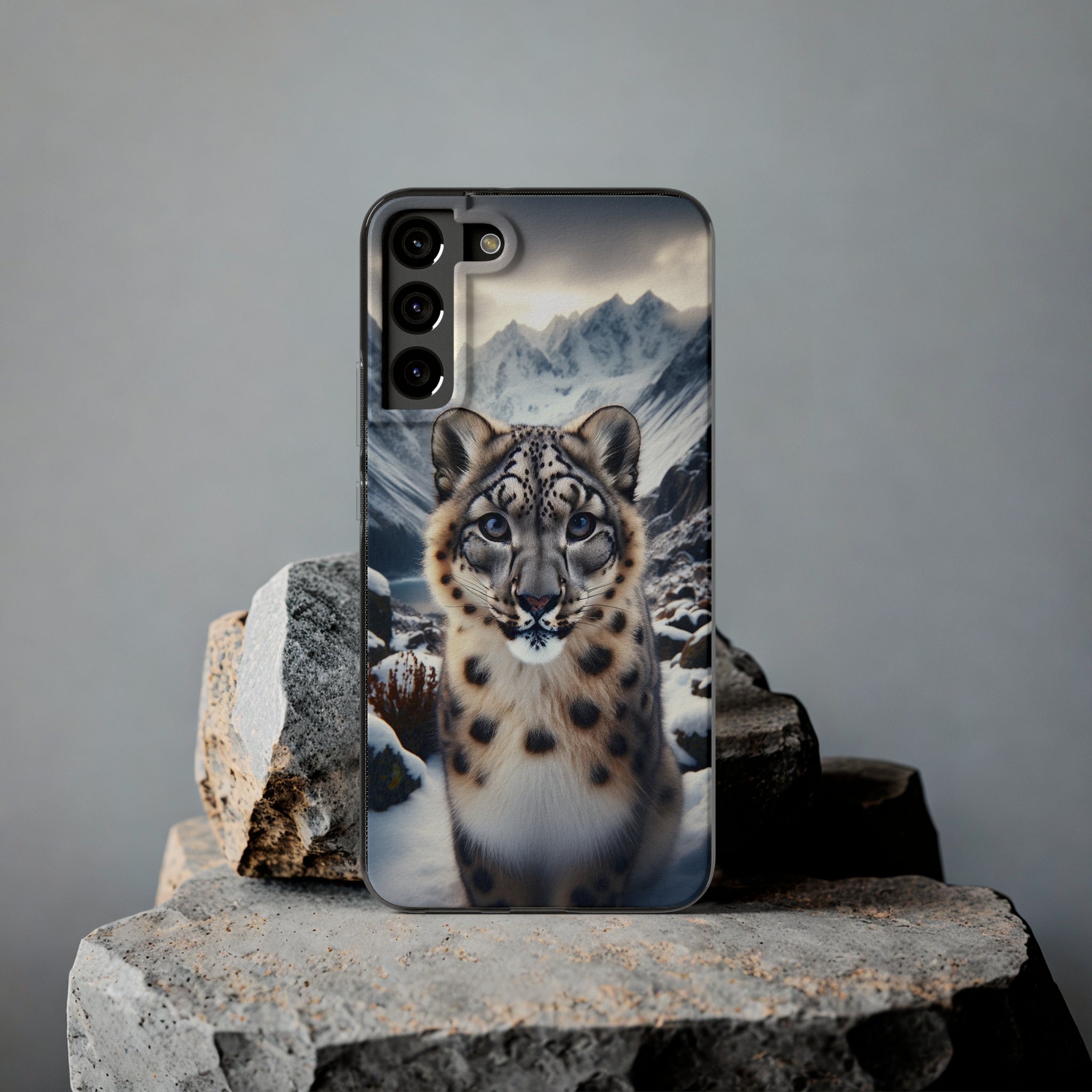 Curious Snow Leopard - Soft Phone Case