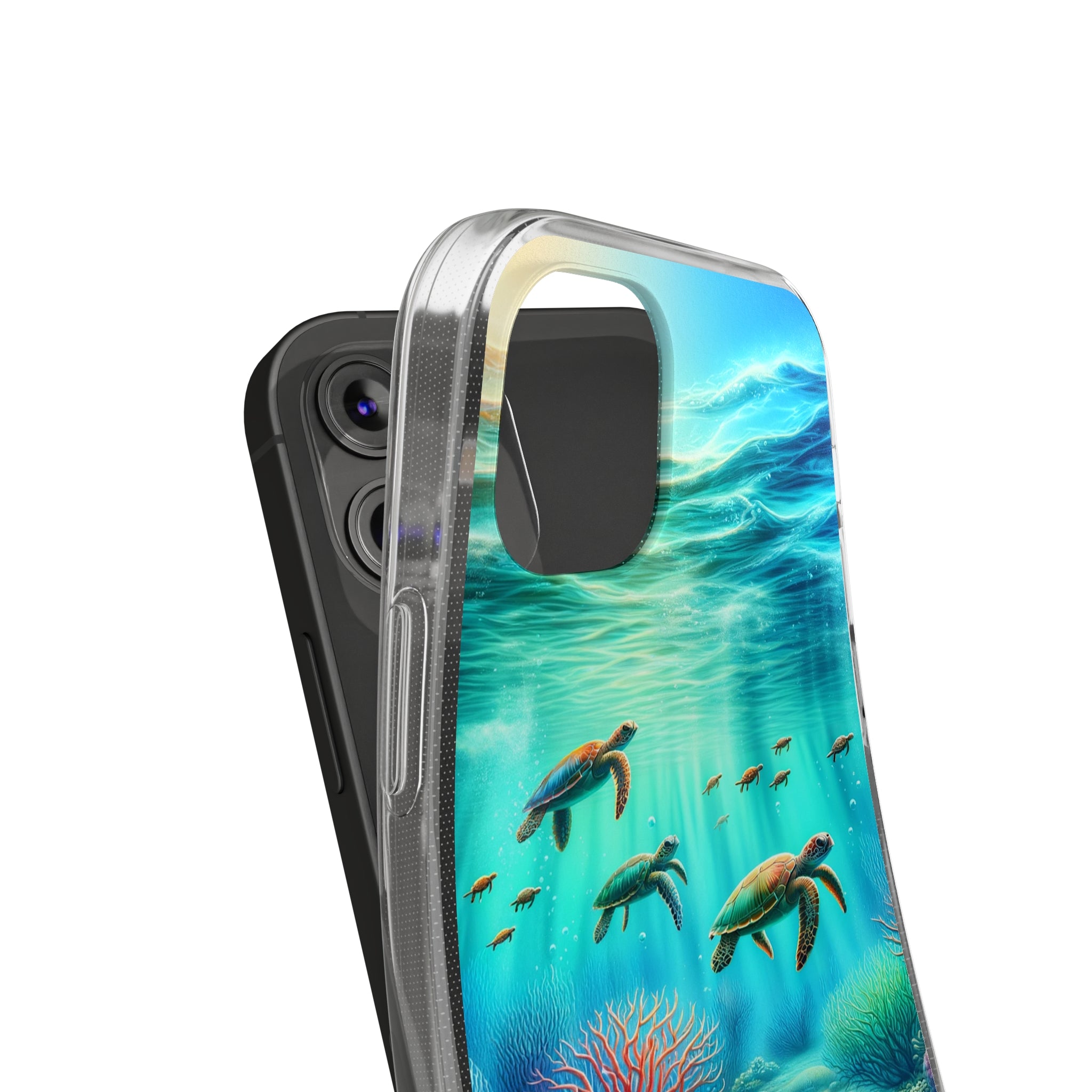 Turtles and coral reef - Soft Phone Case