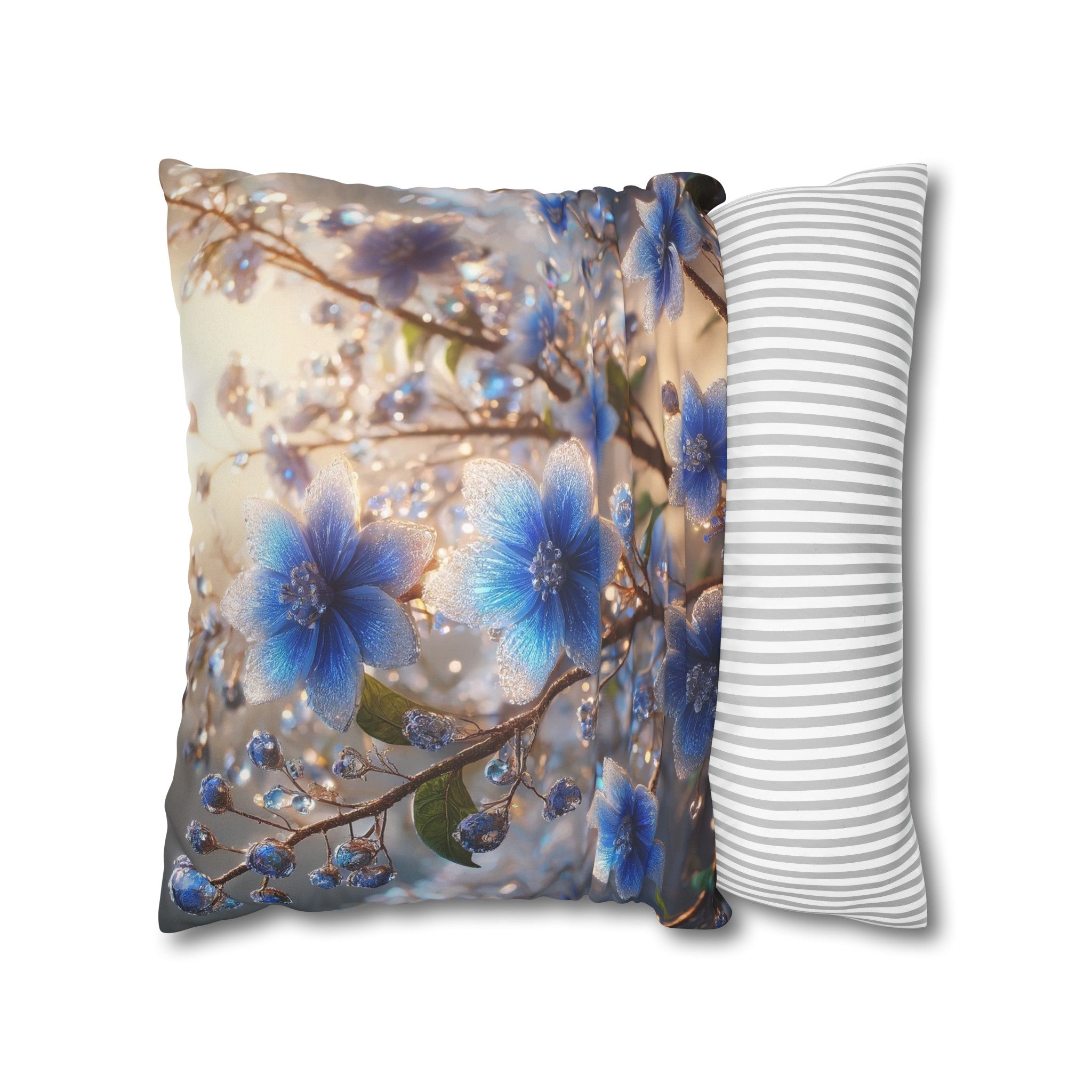 Blue, diamond flowers (4) - Suede Square Pillowcase