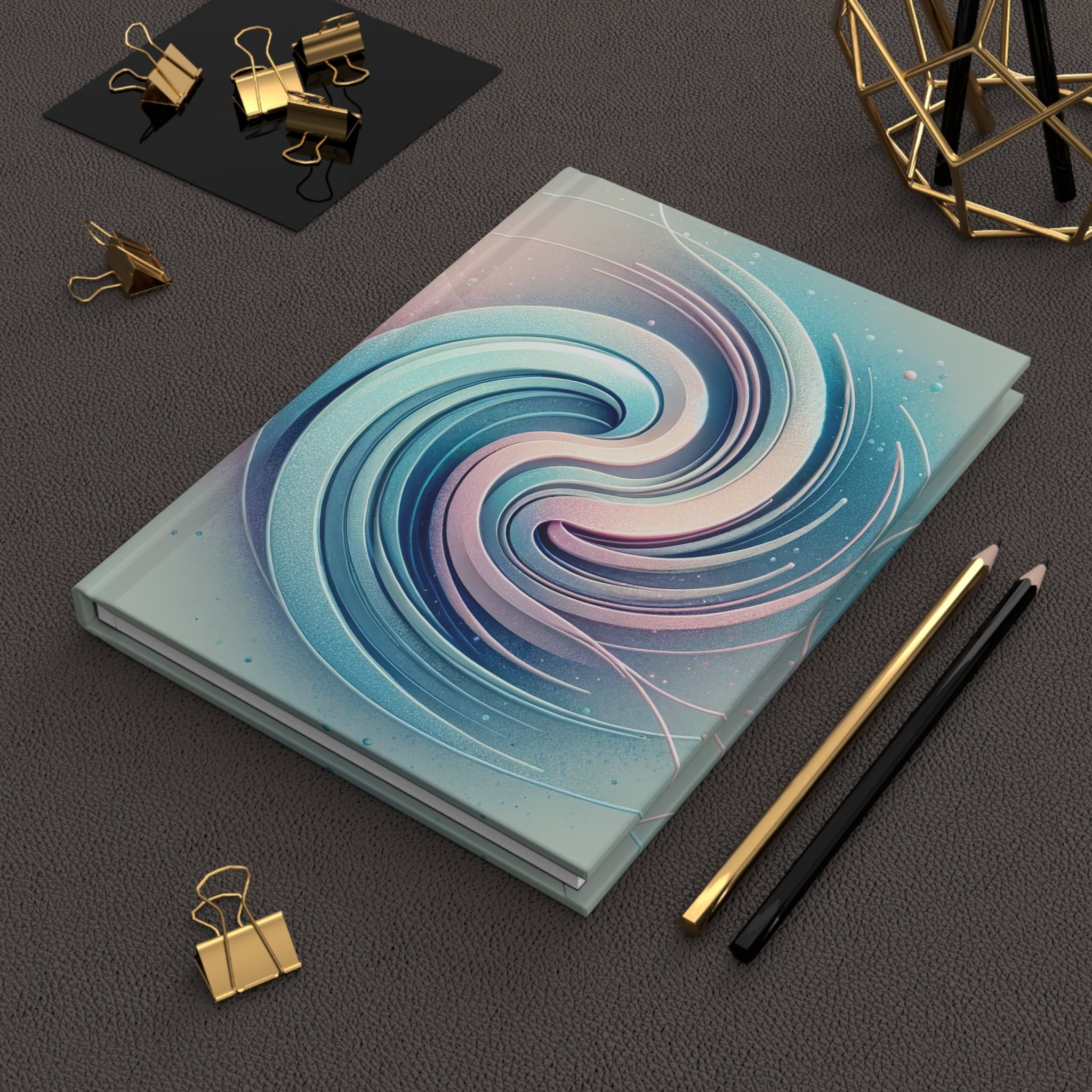 Spiral on blue background - Hardcover Notebook