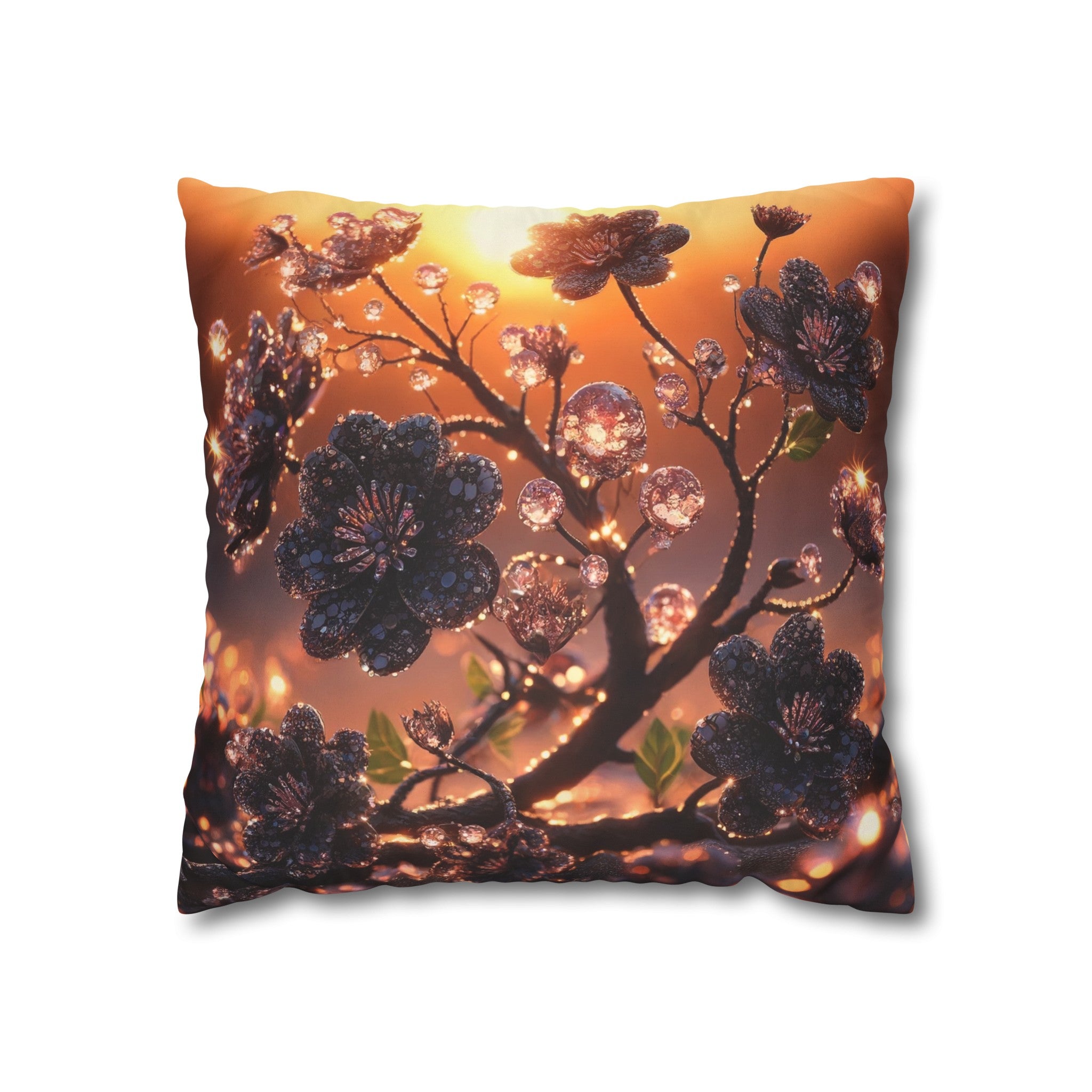 Black diamond flowers (2) - Suede Square Pillowcase