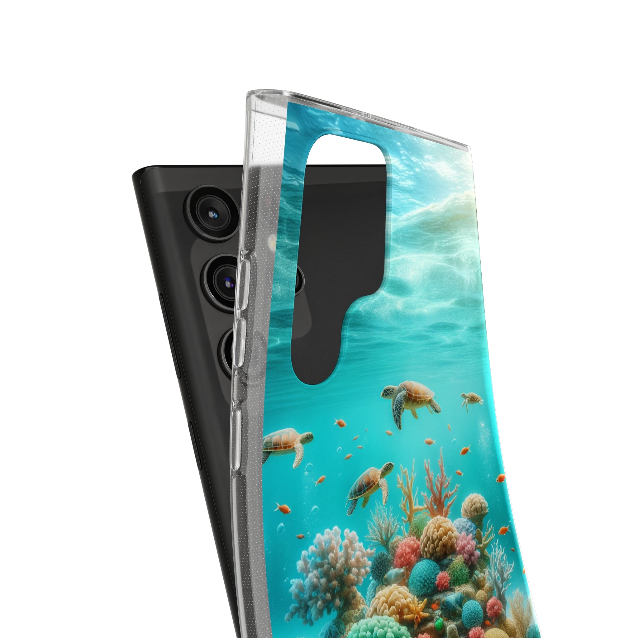 Turtles on coral reef - Soft Phone Case