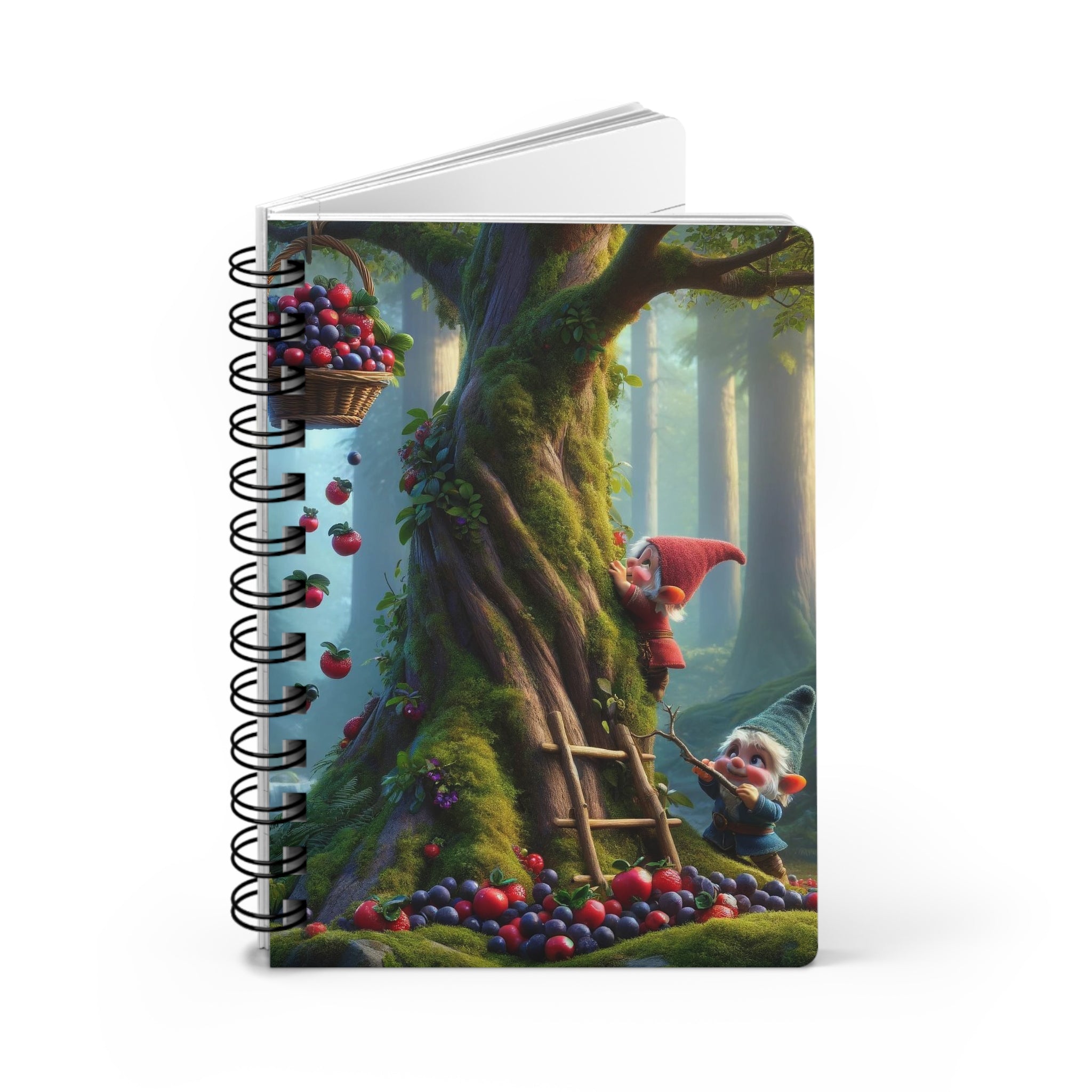 Gnomes climbing in a tree - Spiral Notebook