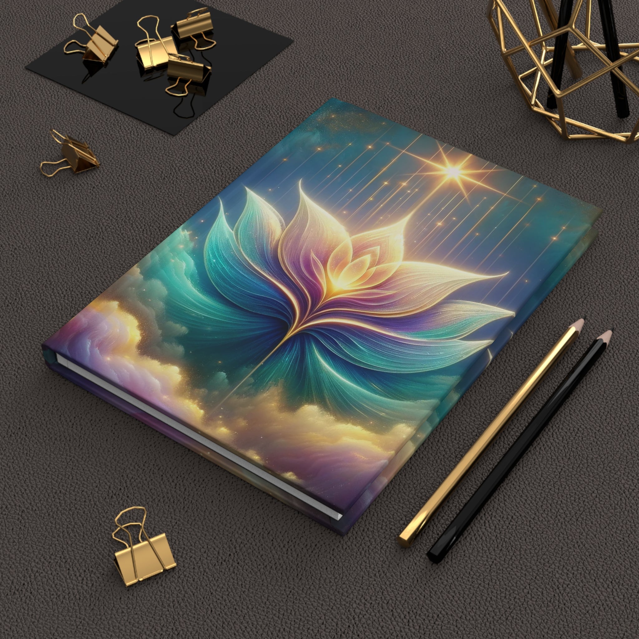 Sparkling lotus flower - Hardcover Notebook