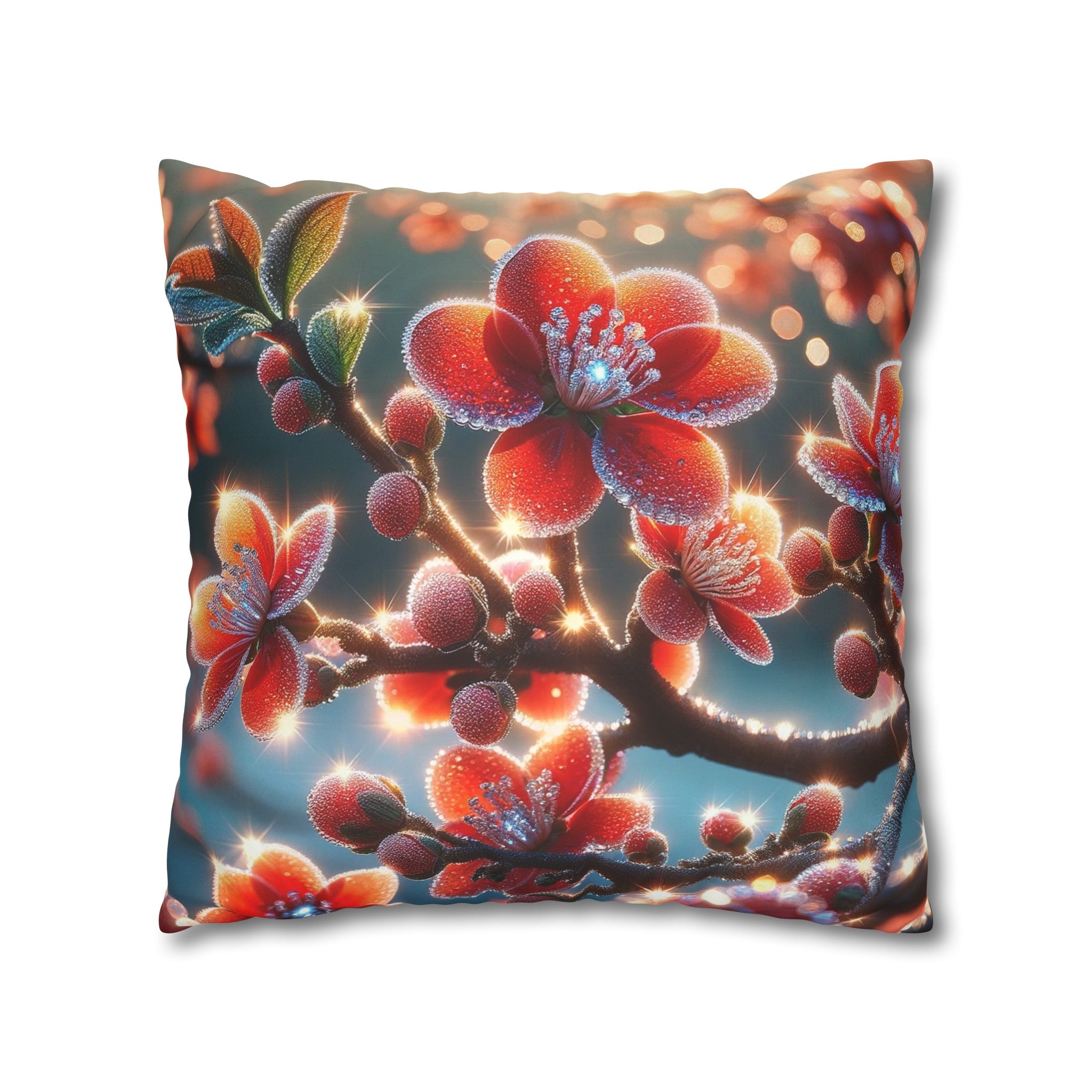 Red diamond flowers (3) - Suede Square Pillowcase