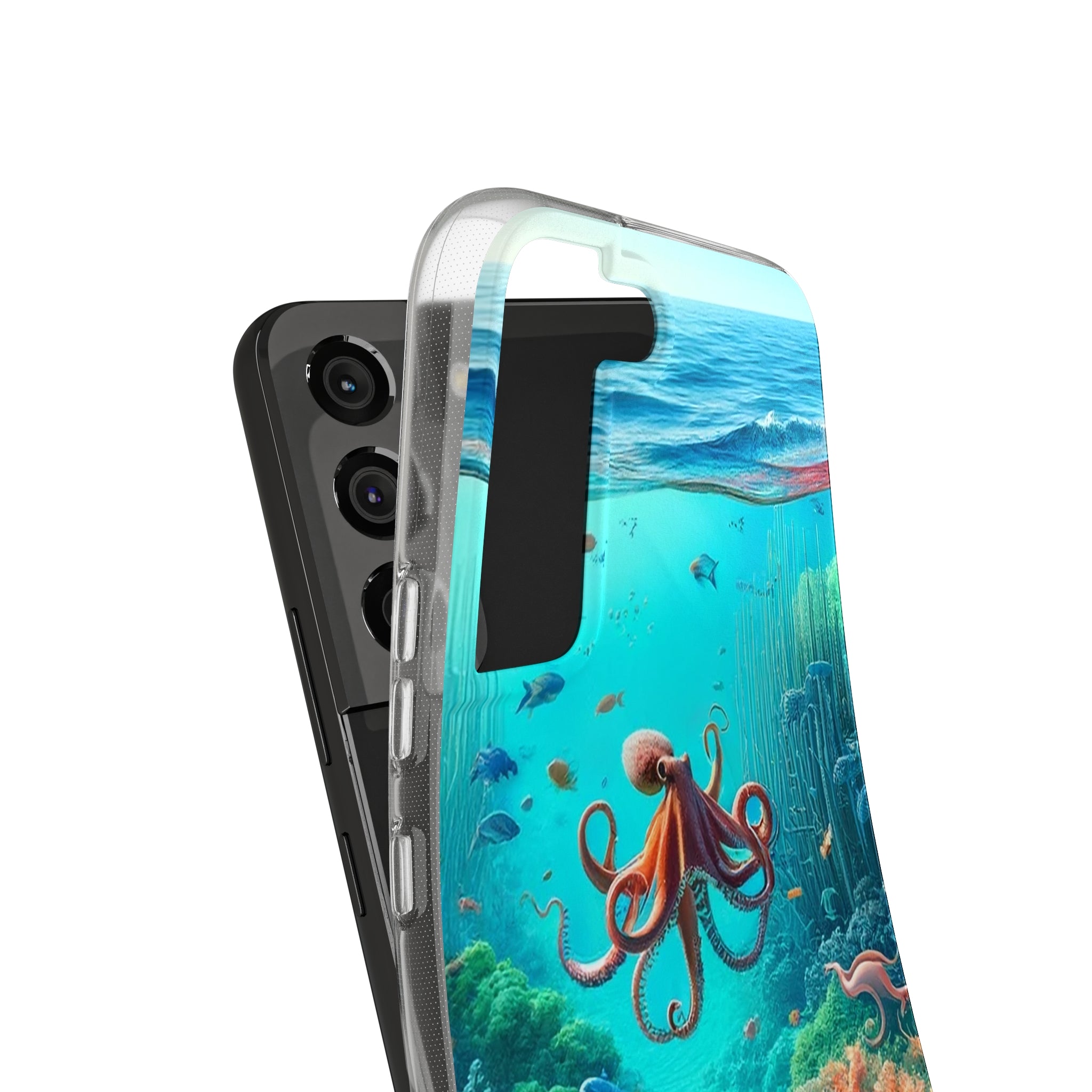 Octopus in turquoise water - Soft Phone Case