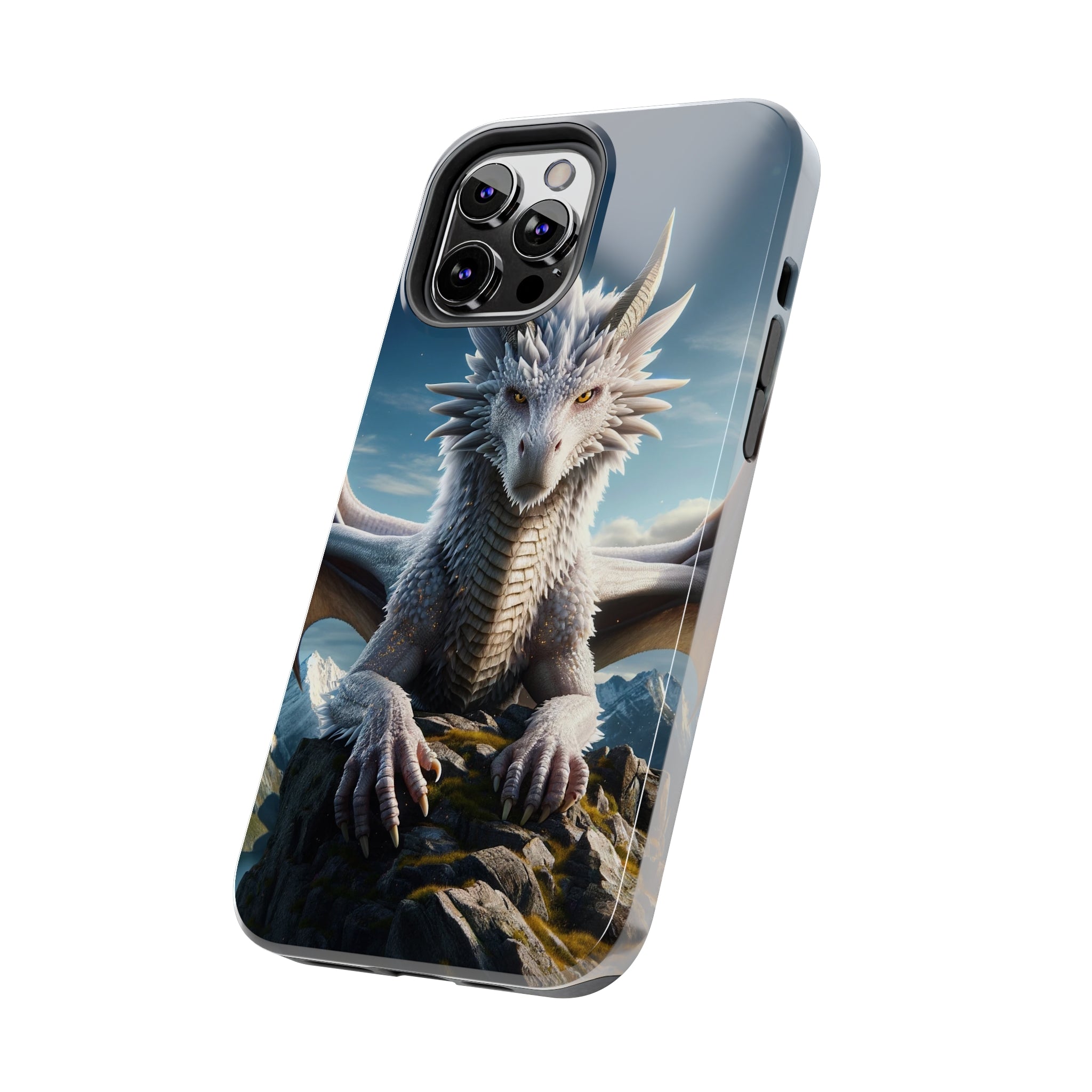 White dragon on a rock - Tough Phone Case