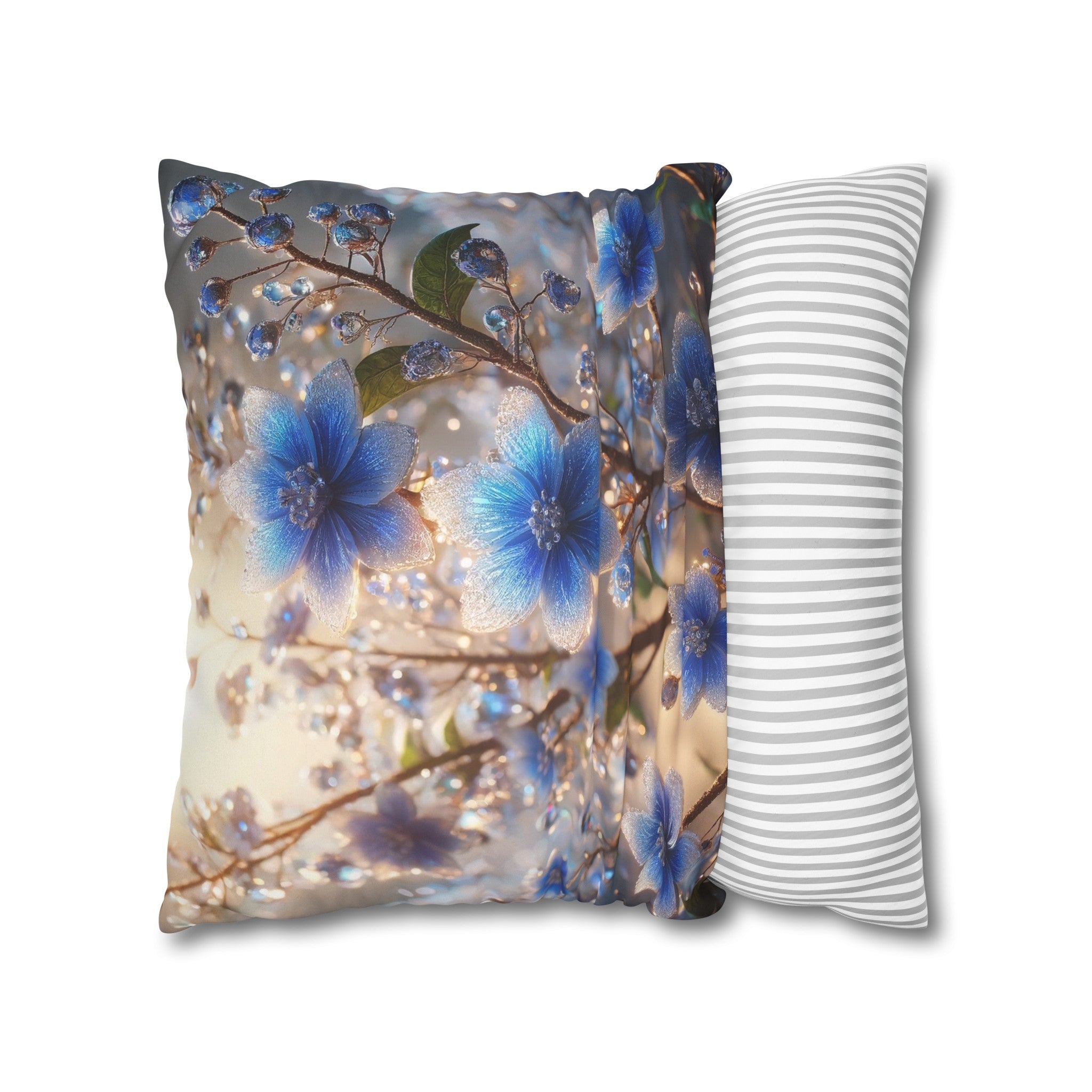 Blue, diamond flowers (4) - Suede Square Pillowcase