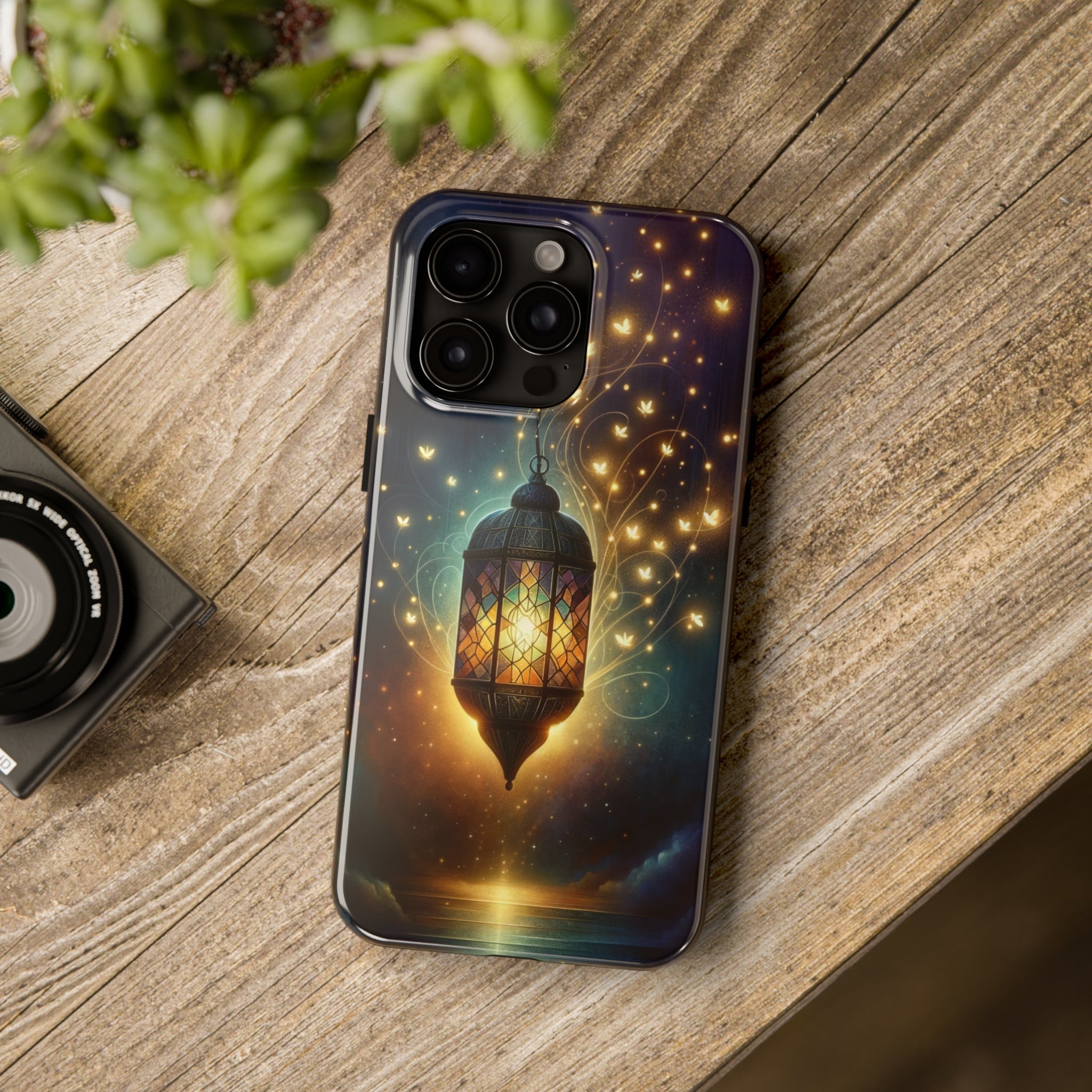 Fireflies around lamp - Tough Phone Case