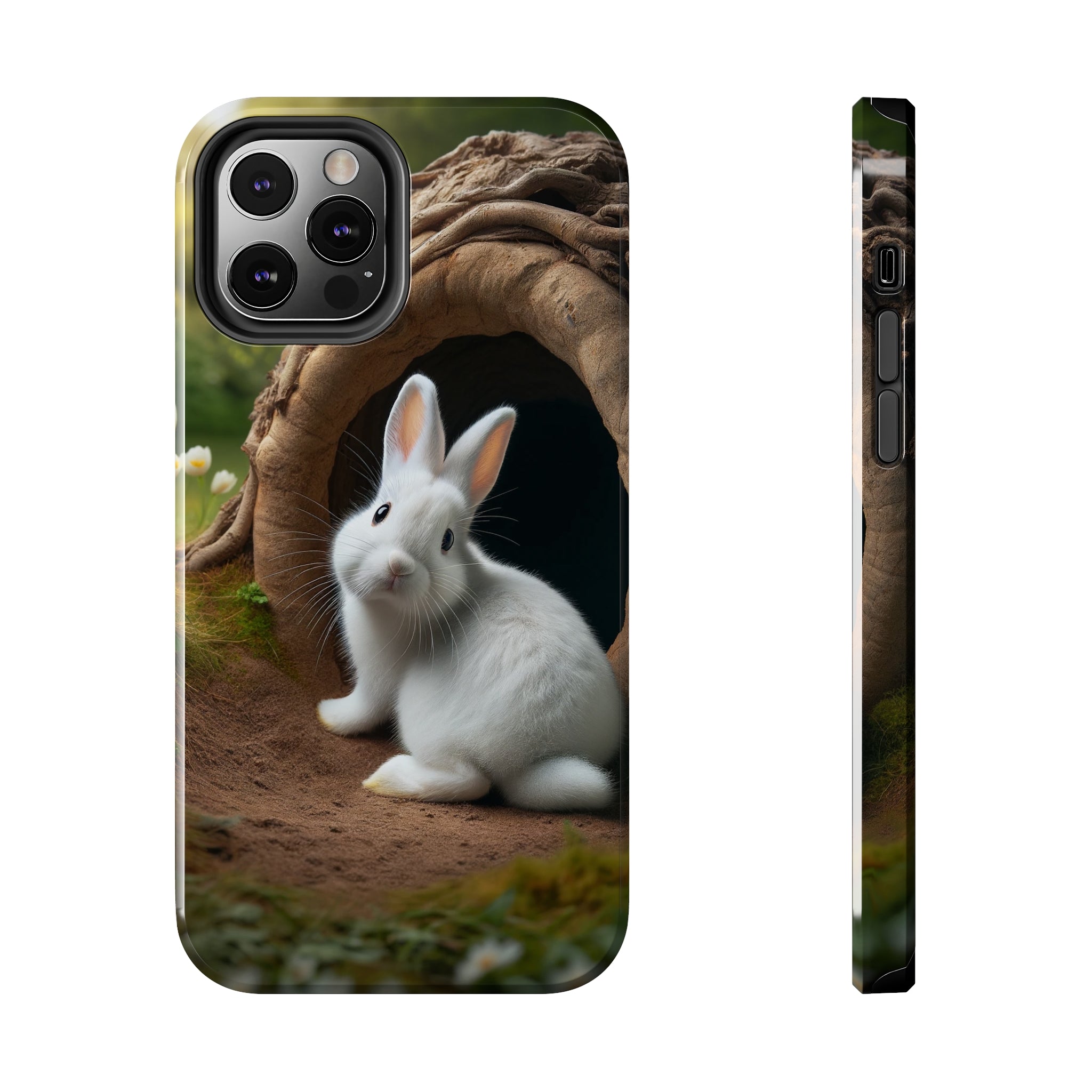 White curious rabbit - Tough Phone Case