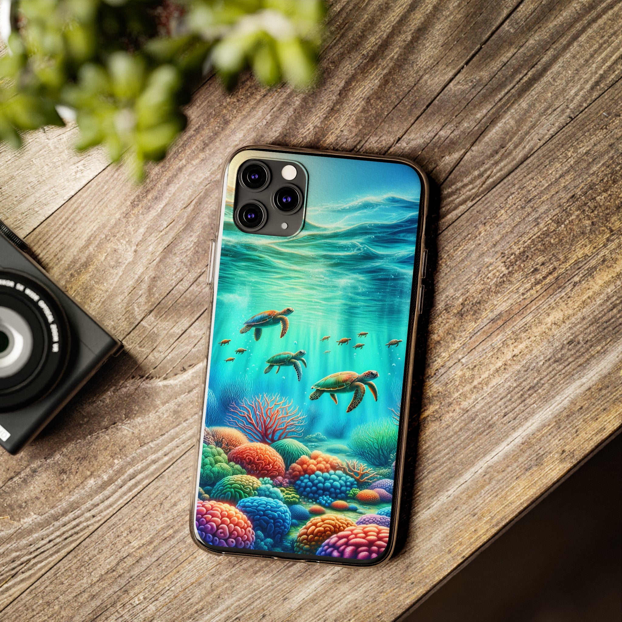 Turtles and coral reef - Soft Phone Case