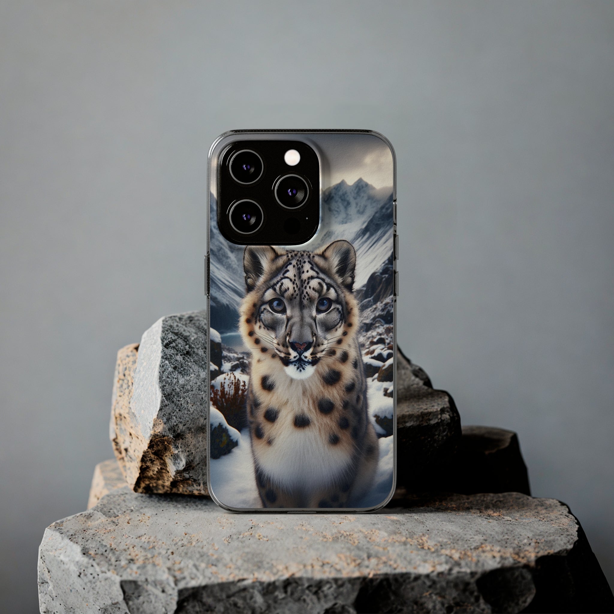 Curious Snow Leopard - Soft Phone Case