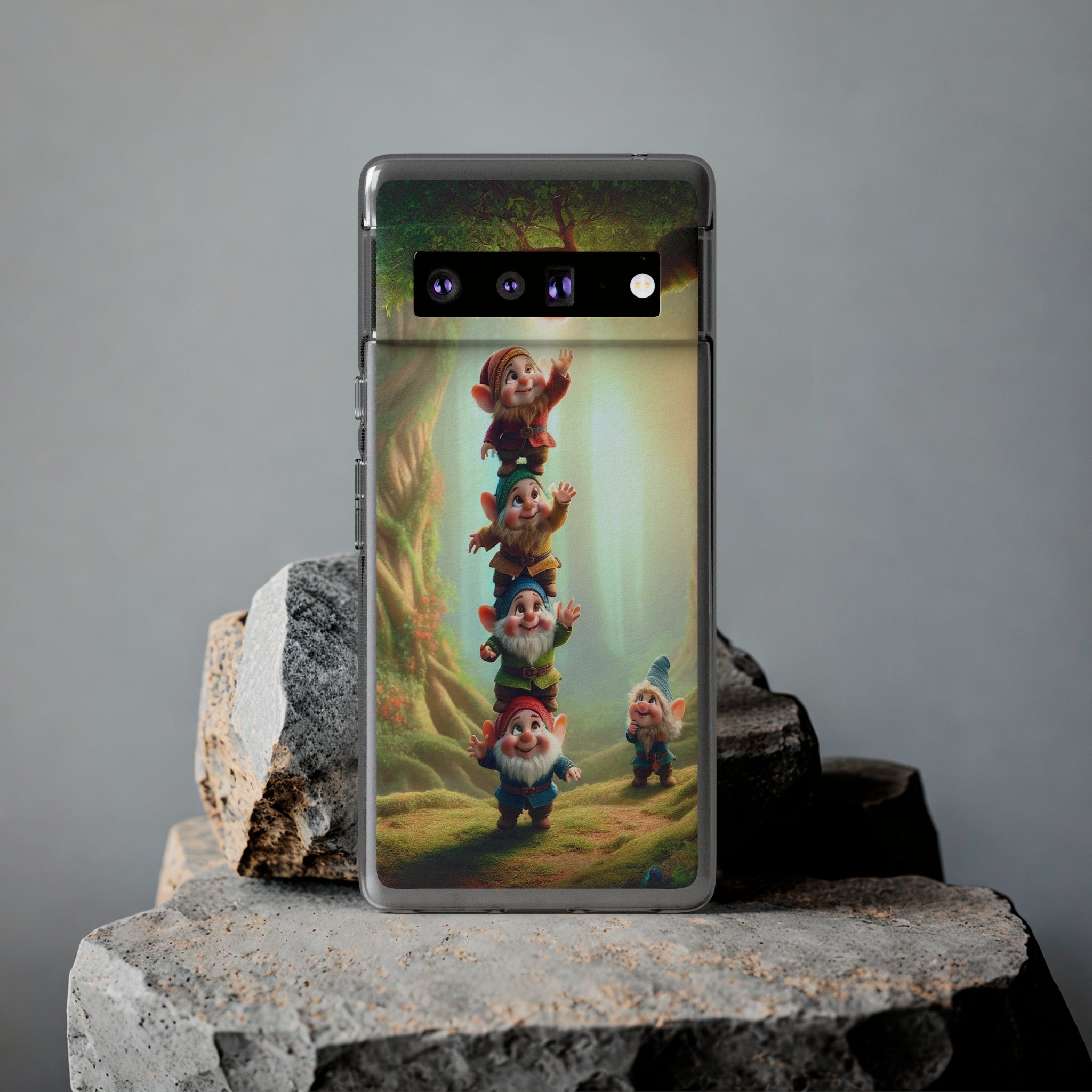 Gnomes reaching an apple - Soft Phone Case