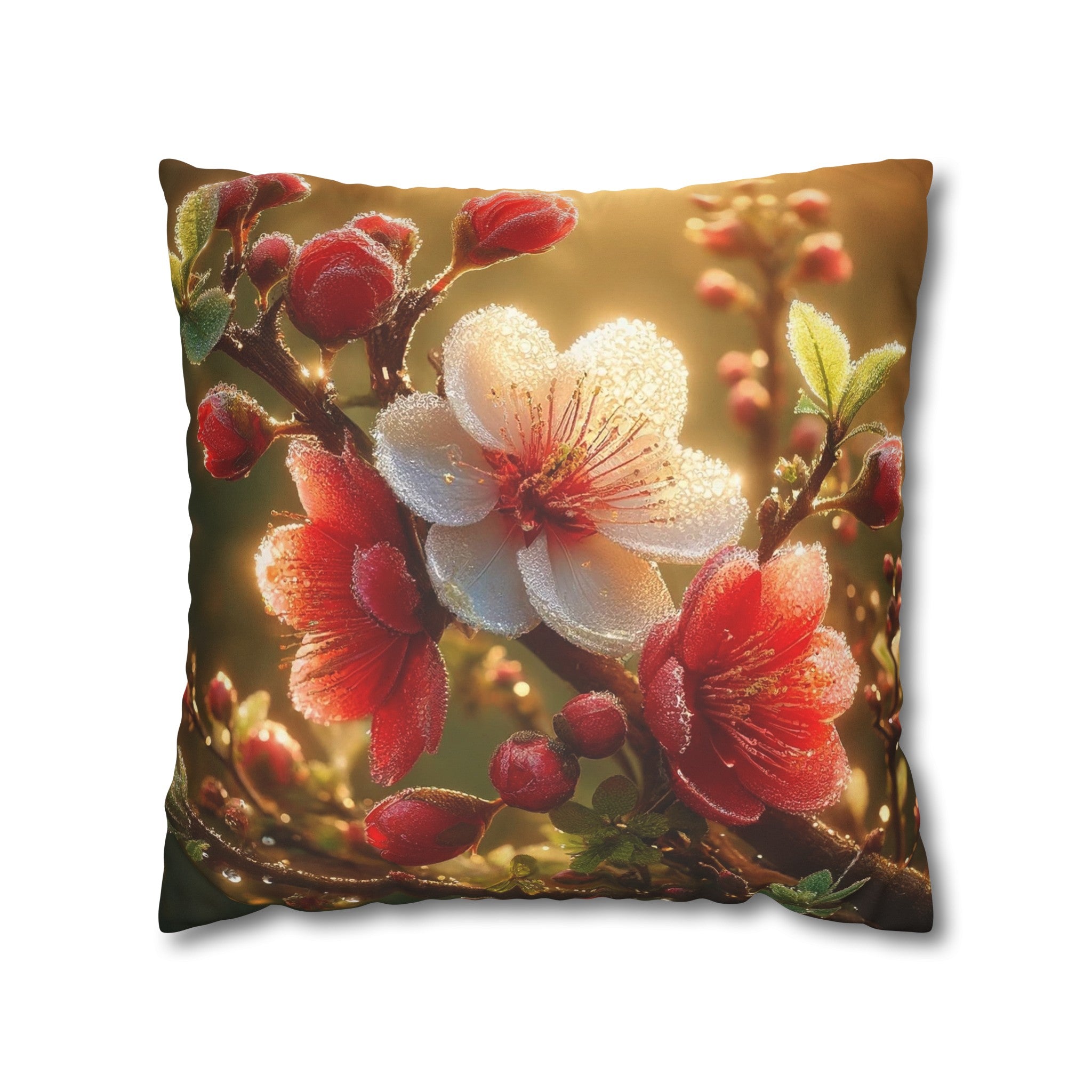 Red diamond flowers (4) - Suede Square Pillowcase