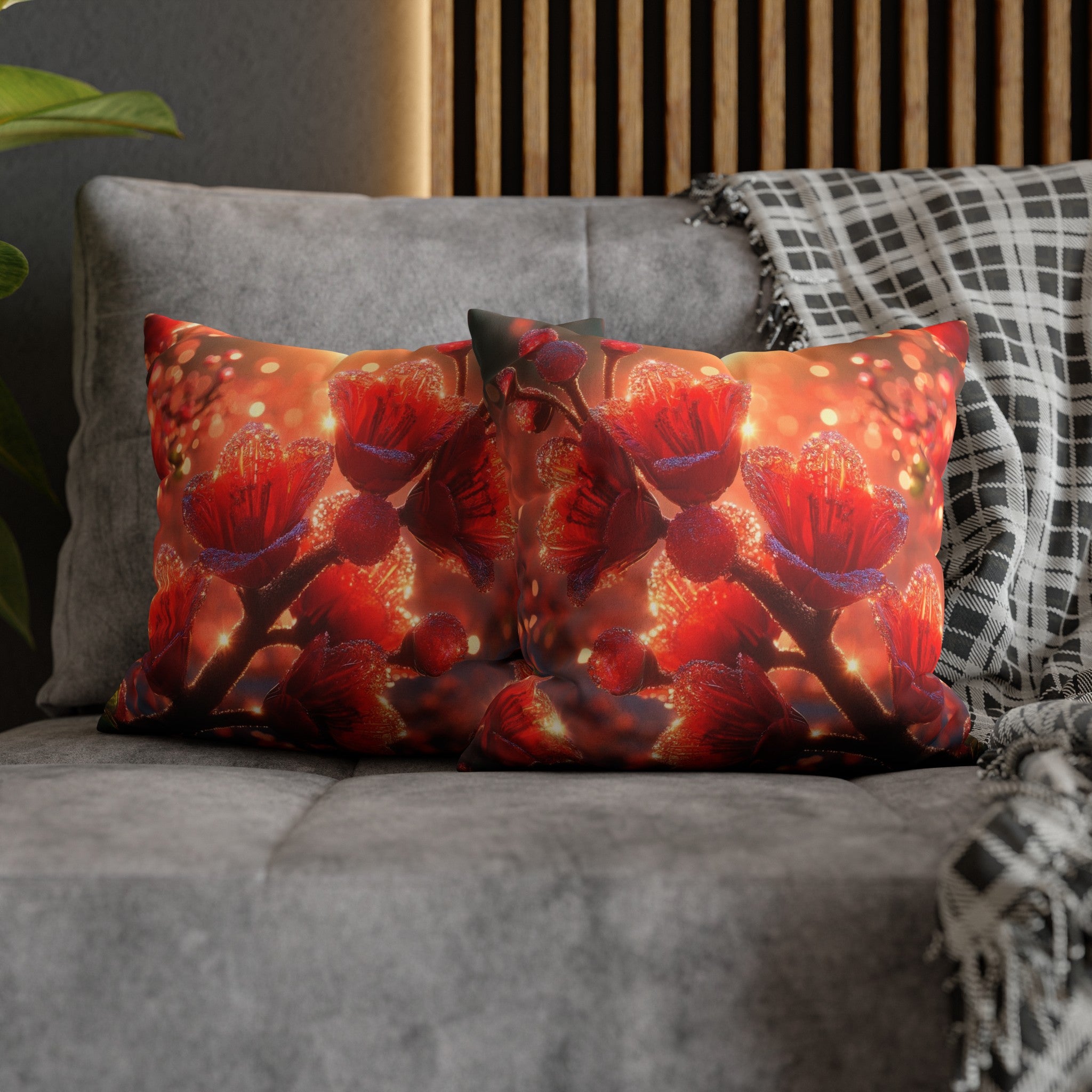 Red diamond flowers (2) - Suede Square Pillowcase