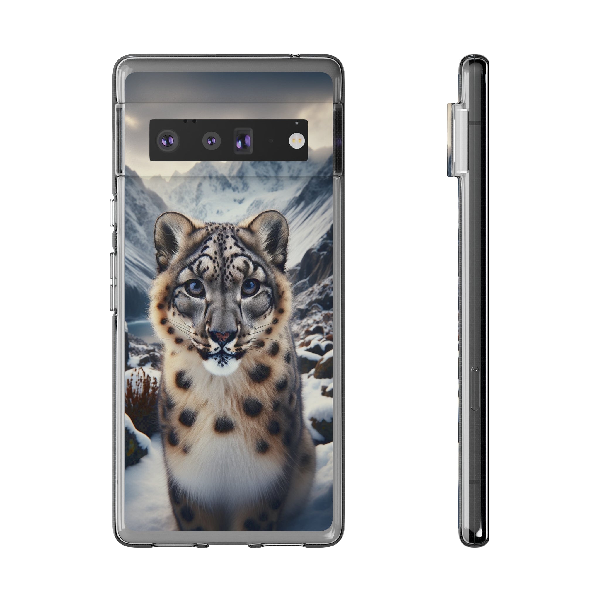 Curious Snow Leopard - Soft Phone Case