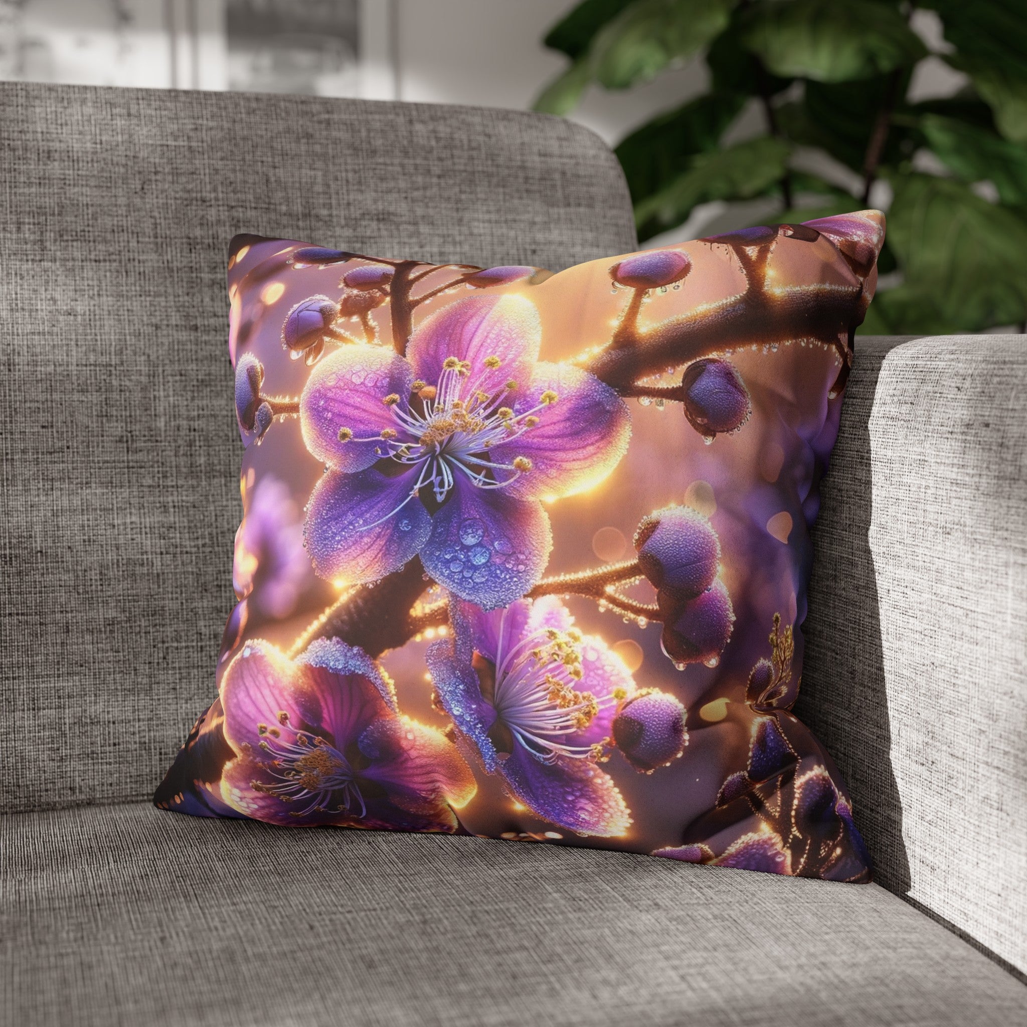 Purple diamond flowers (2) - Suede Square Pillowcase