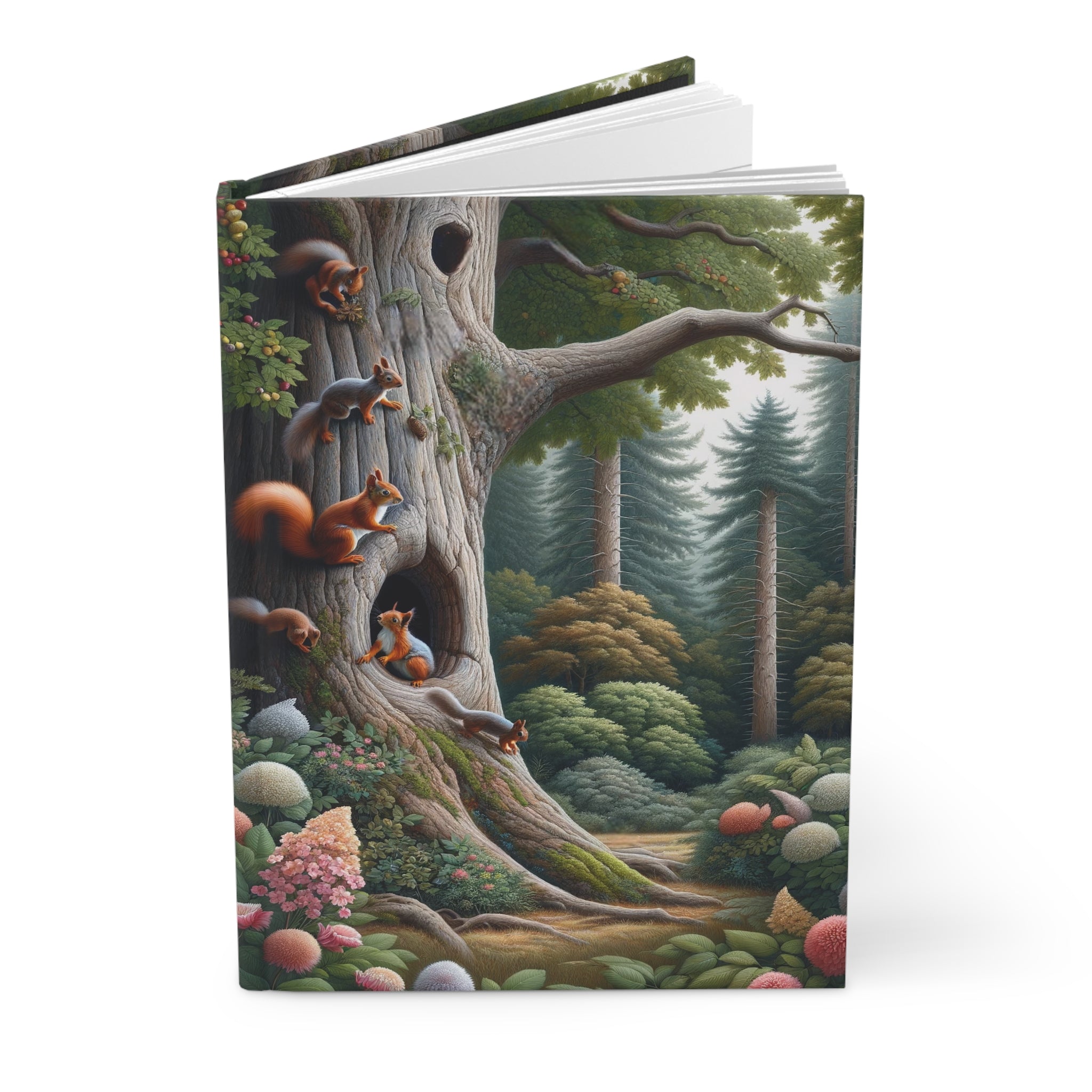 Squirrels in a tree - Hardcover Notebook