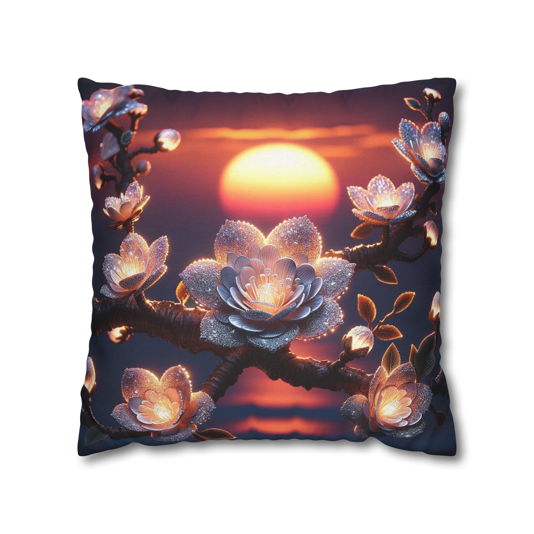 White diamond flowers (6) - Polyester Square Pillowcase