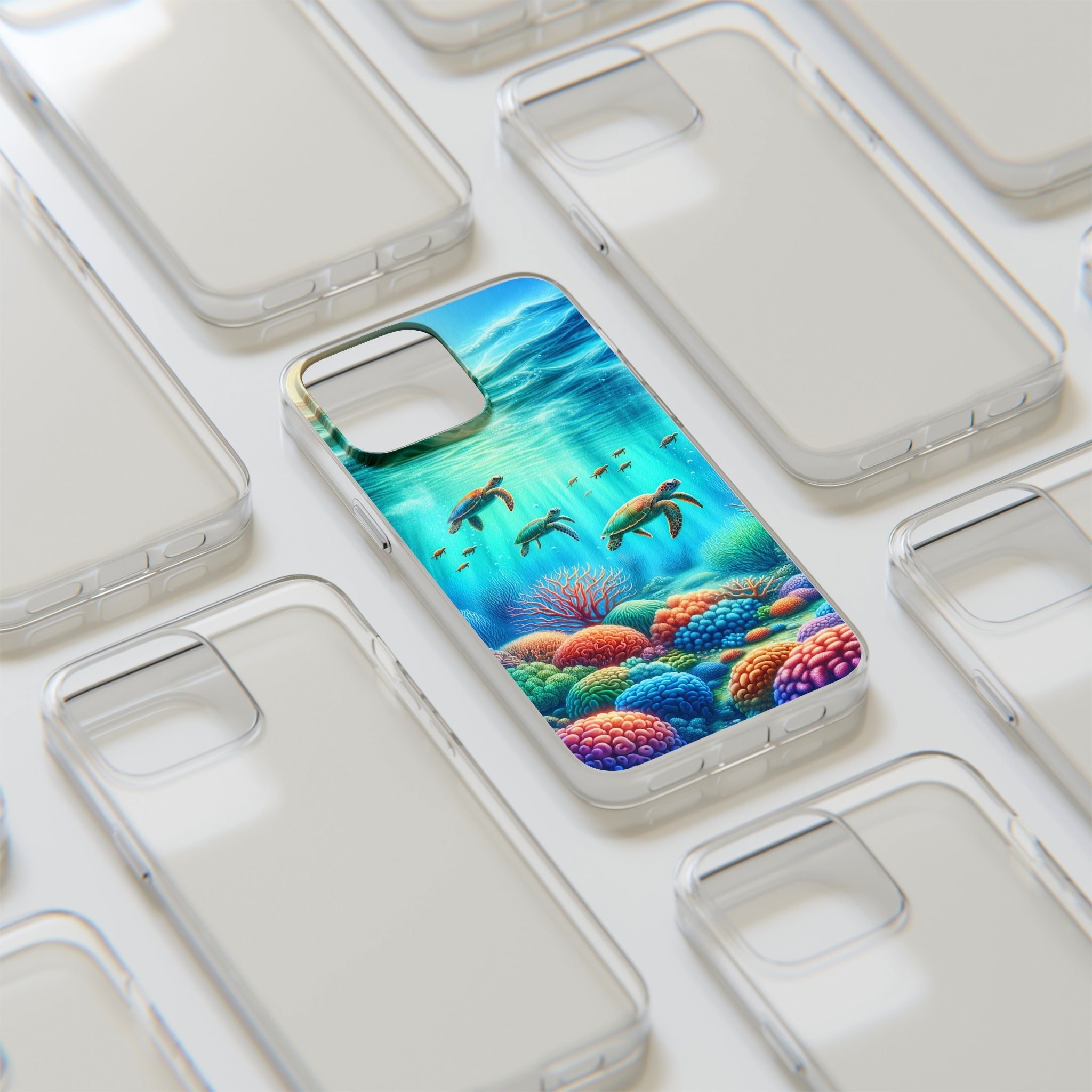 Turtles and coral reef - Soft Phone Case