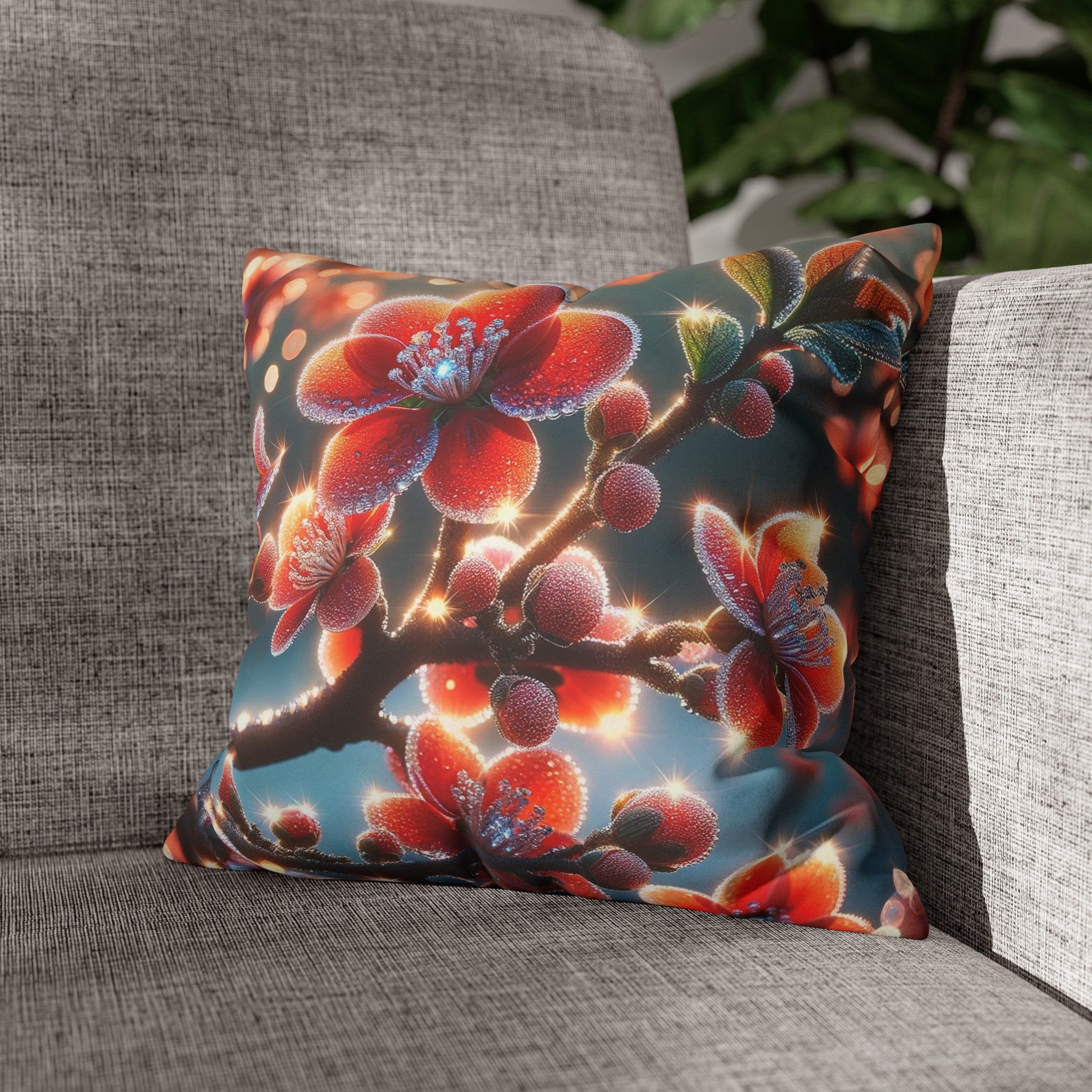 Red diamond flowers (3) - Suede Square Pillowcase