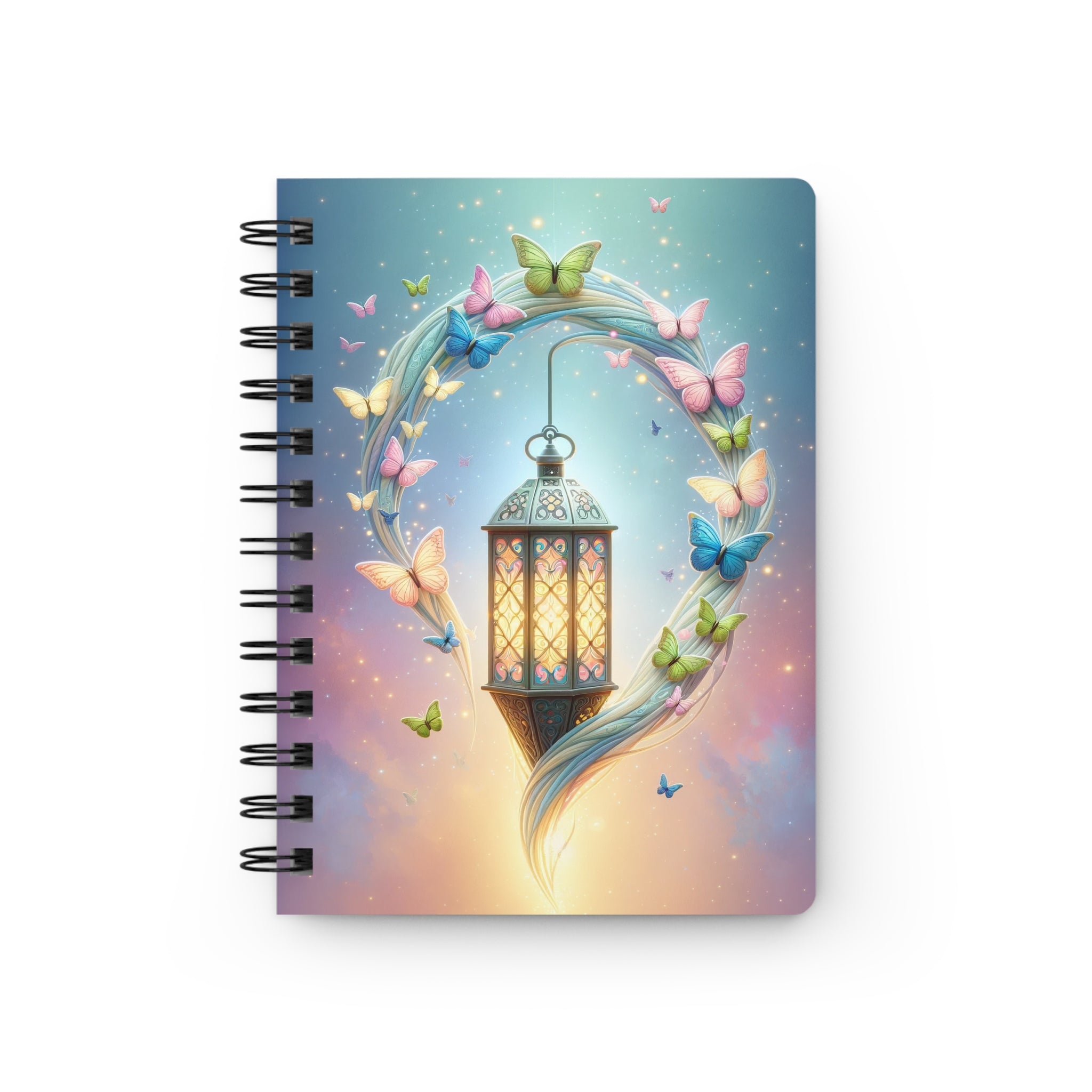 Lamp with coloured butterflies - Spiral Notebook