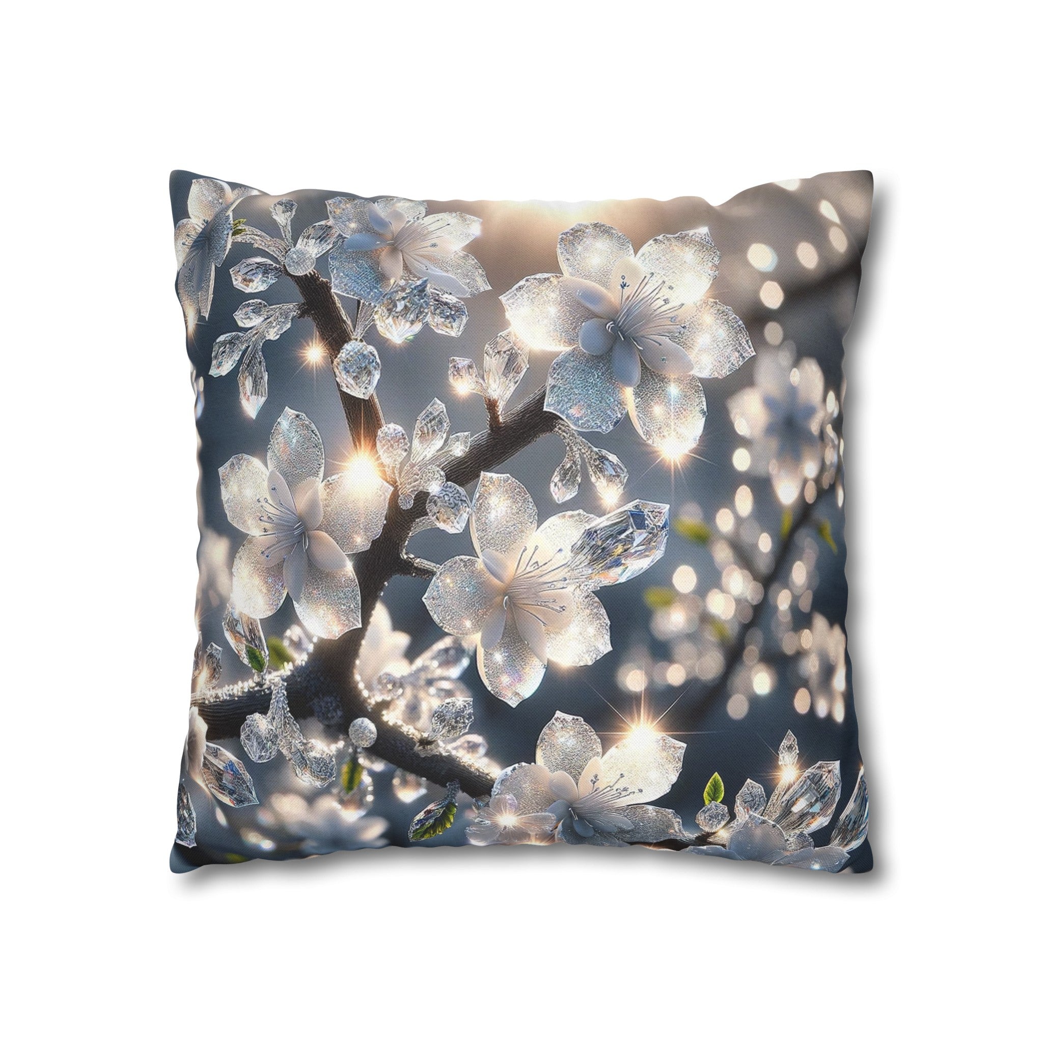 White diamond flowers (5) - Polyester Square Pillowcase