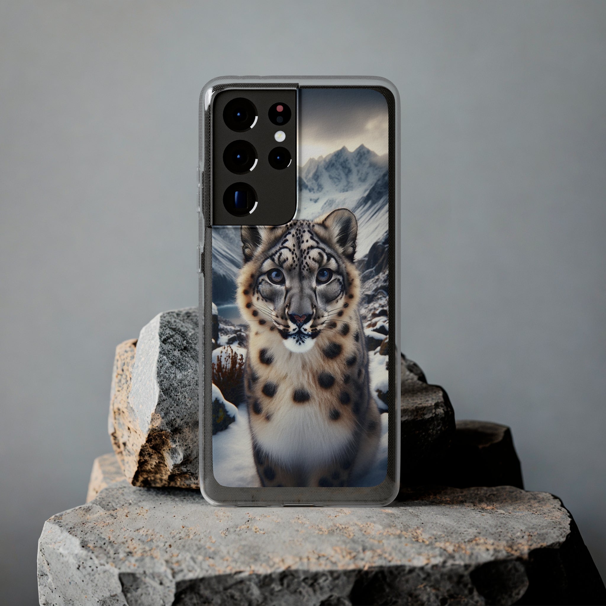 Curious Snow Leopard - Soft Phone Case