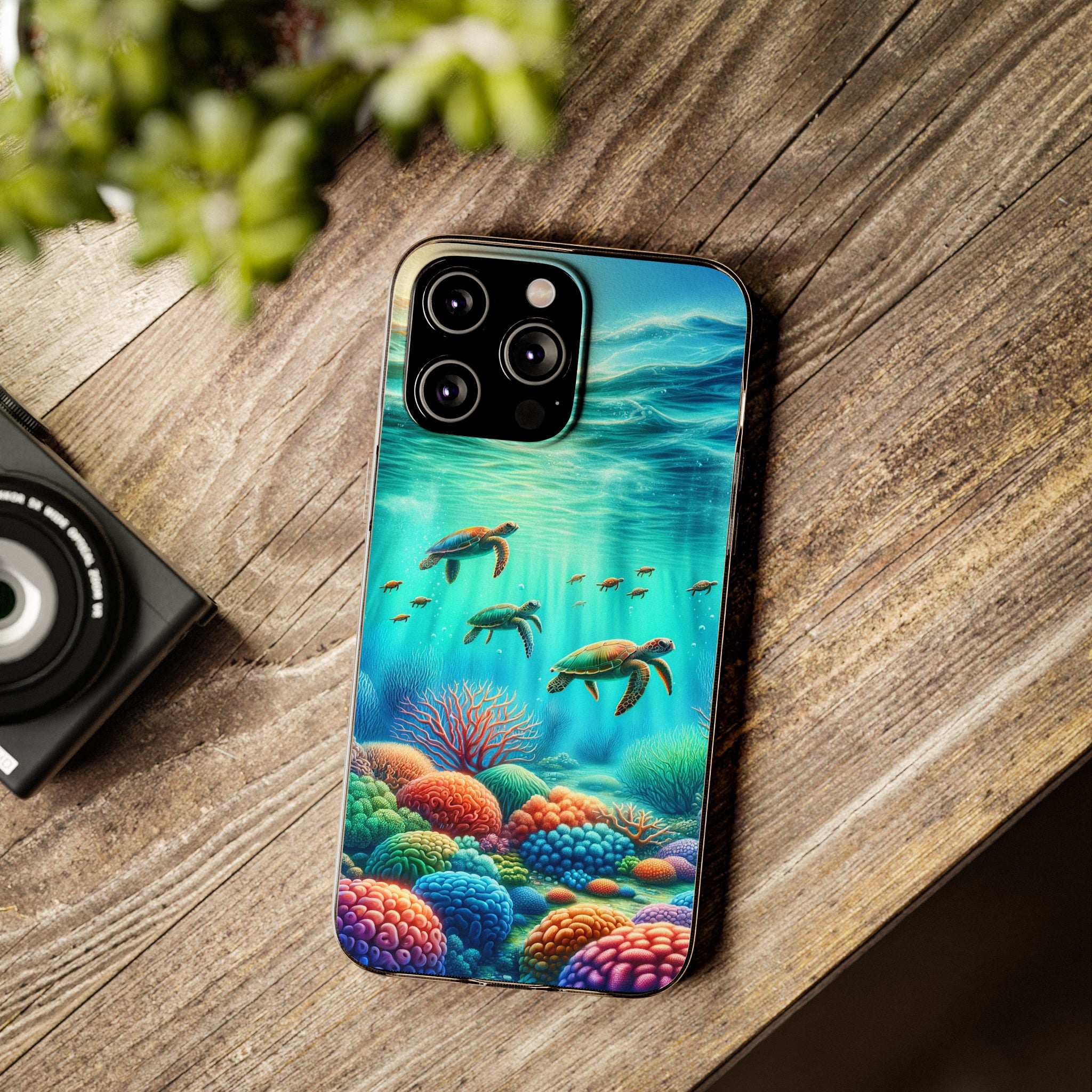 Turtles and coral reef - Soft Phone Case