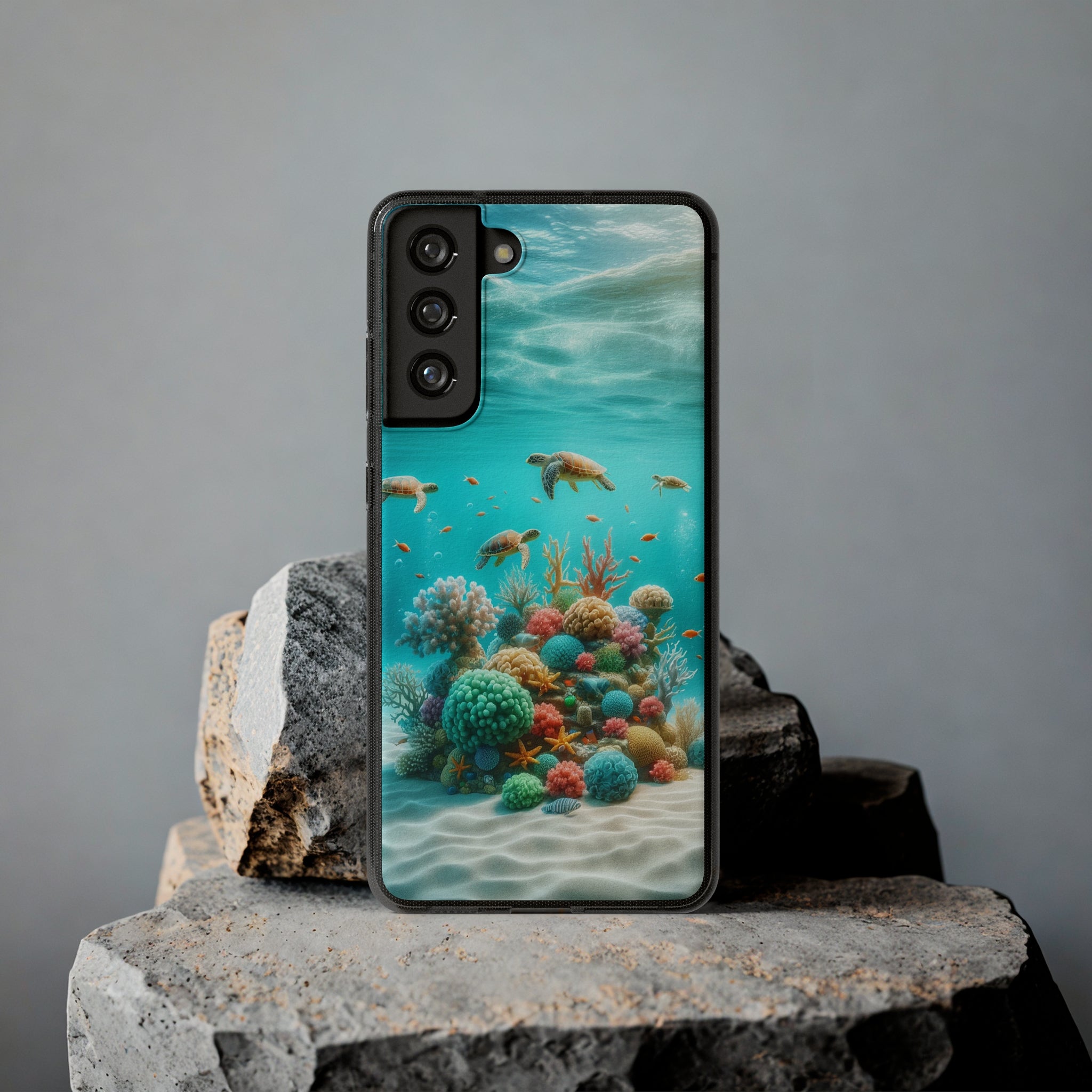 Turtles on coral reef - Soft Phone Case