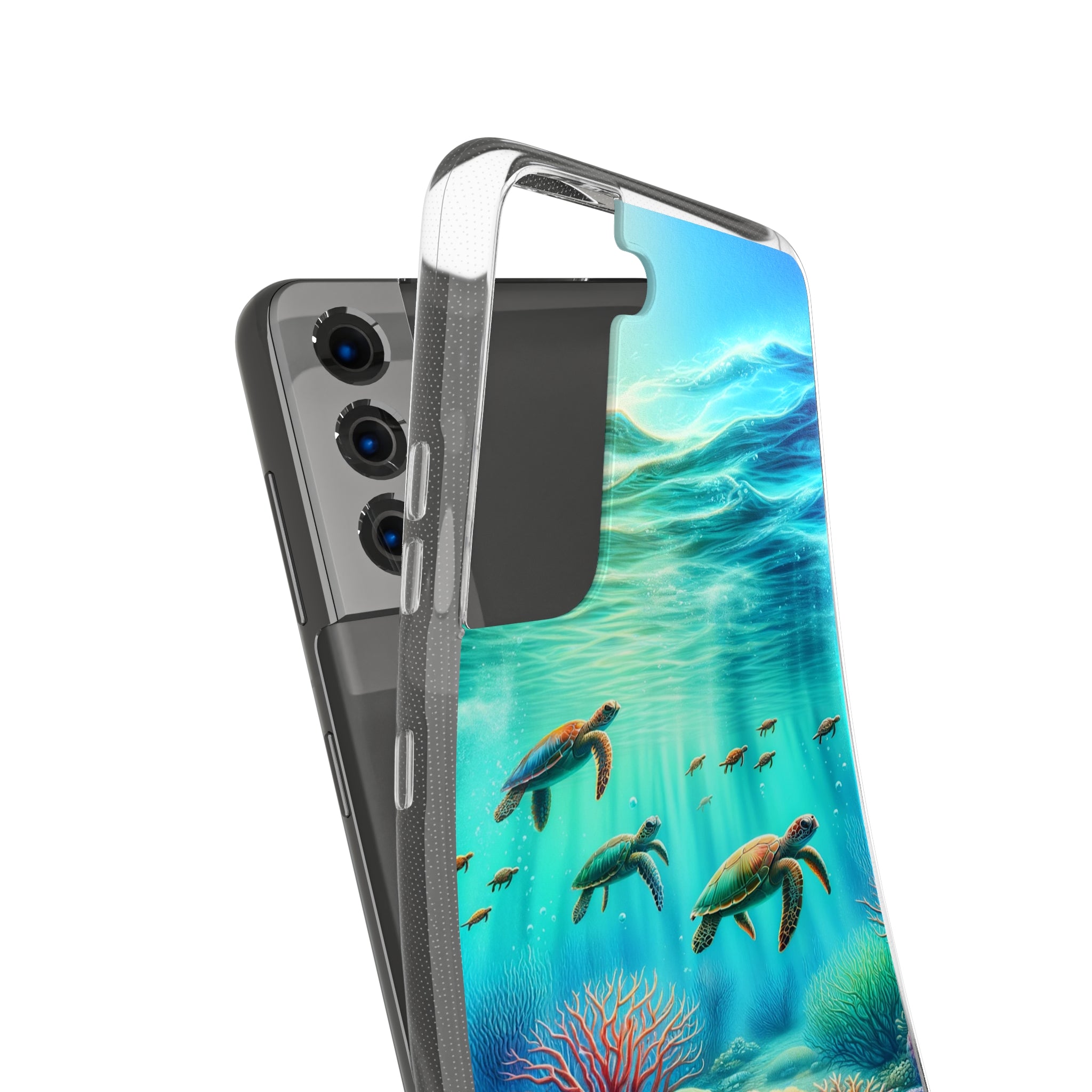 Turtles and coral reef - Soft Phone Case