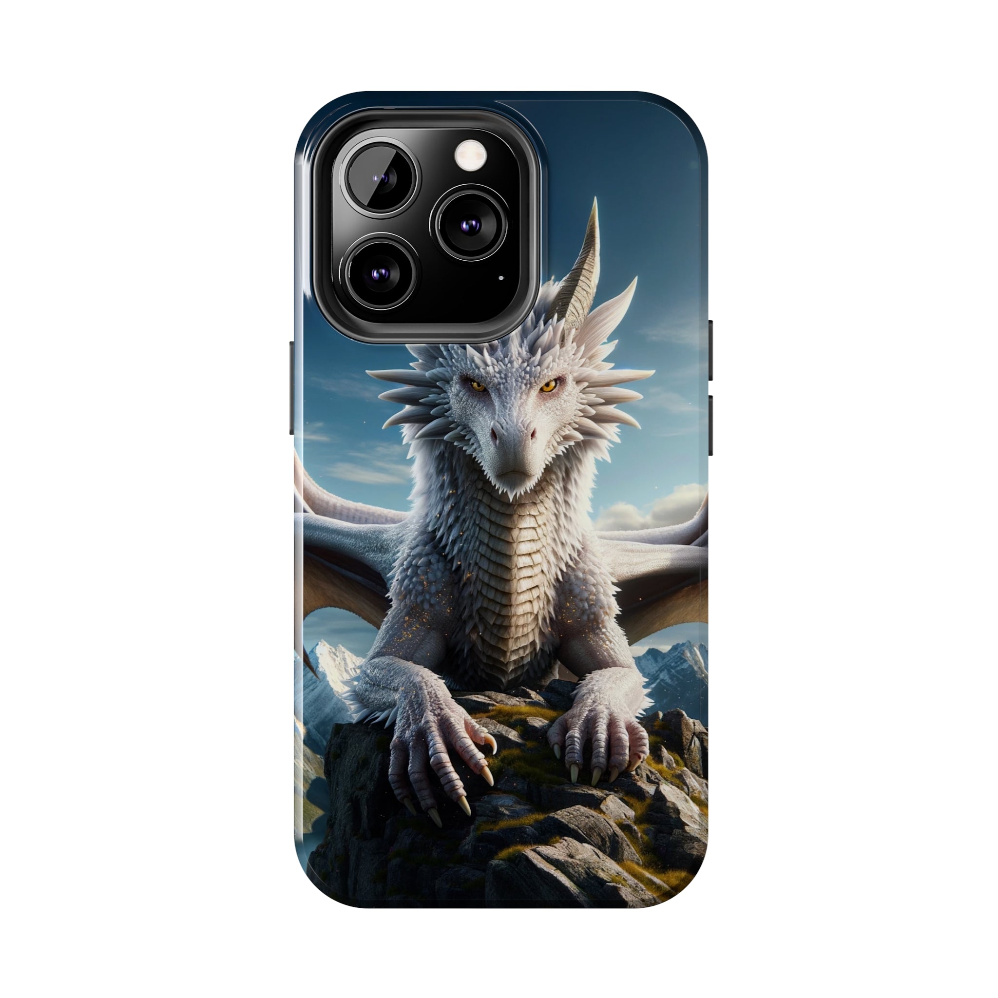 White dragon on a rock - Tough Phone Case