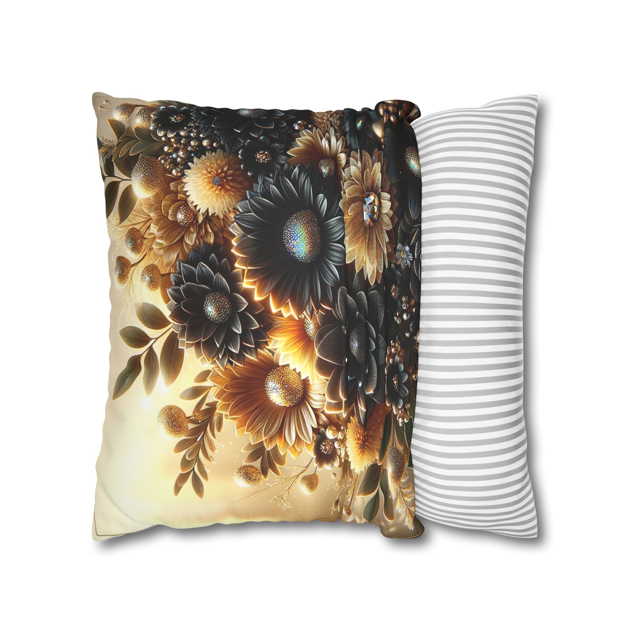 Black and golden Bouquet (2) - Suede Square Pillowcase