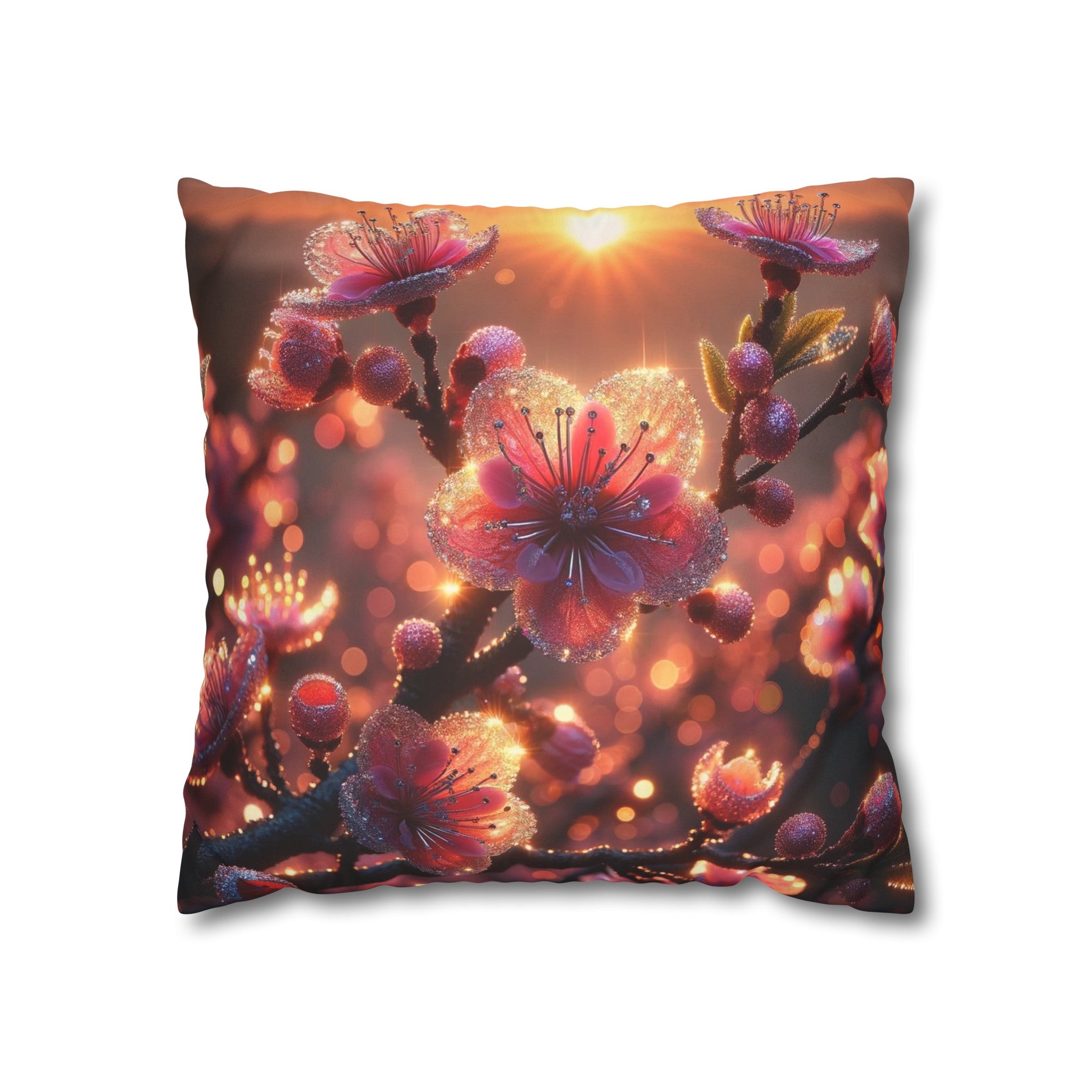 Pink diamond flowers (3) - Suede Square Pillowcase