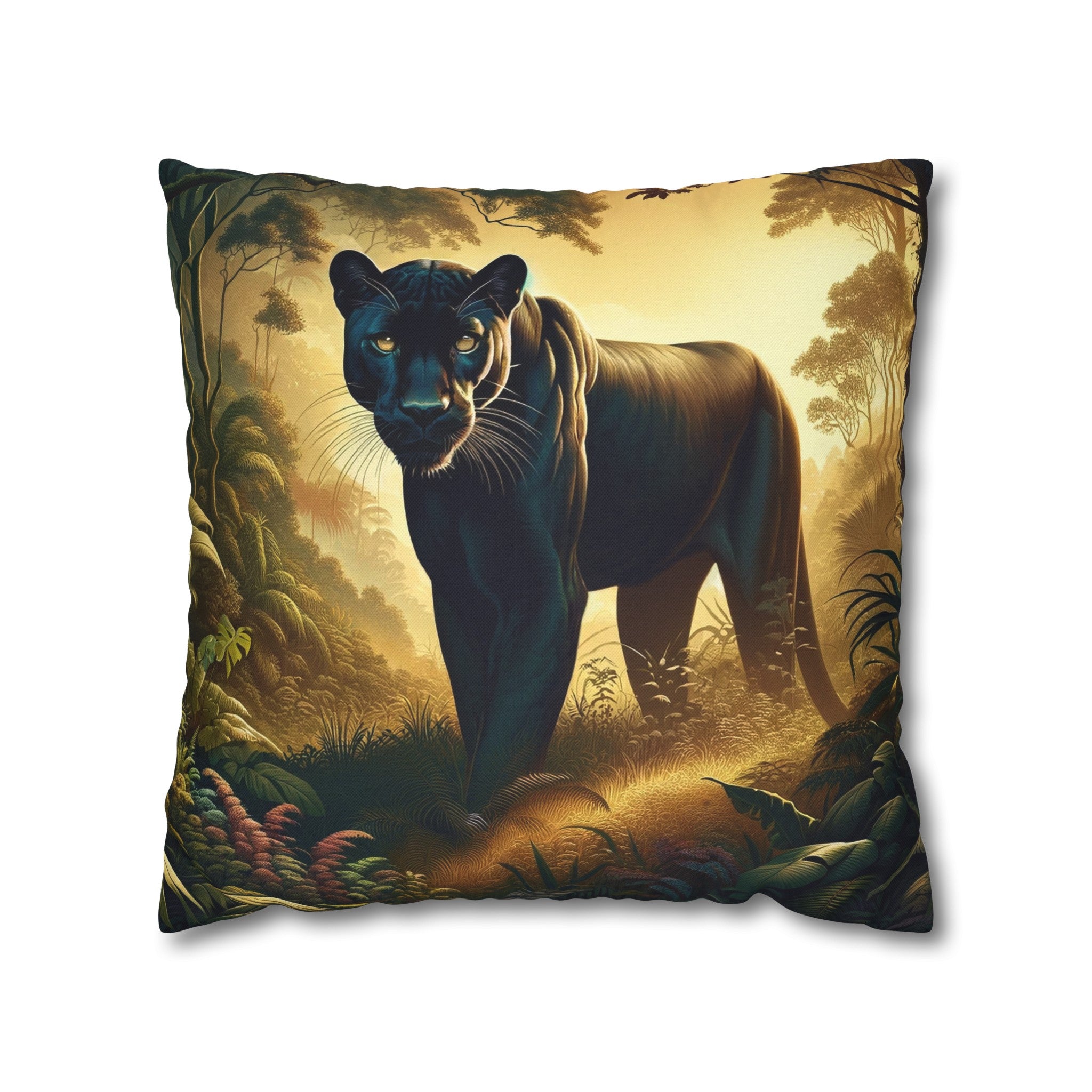 A Tiger walking in the jungle - Spun Polyester Square Pillowcase