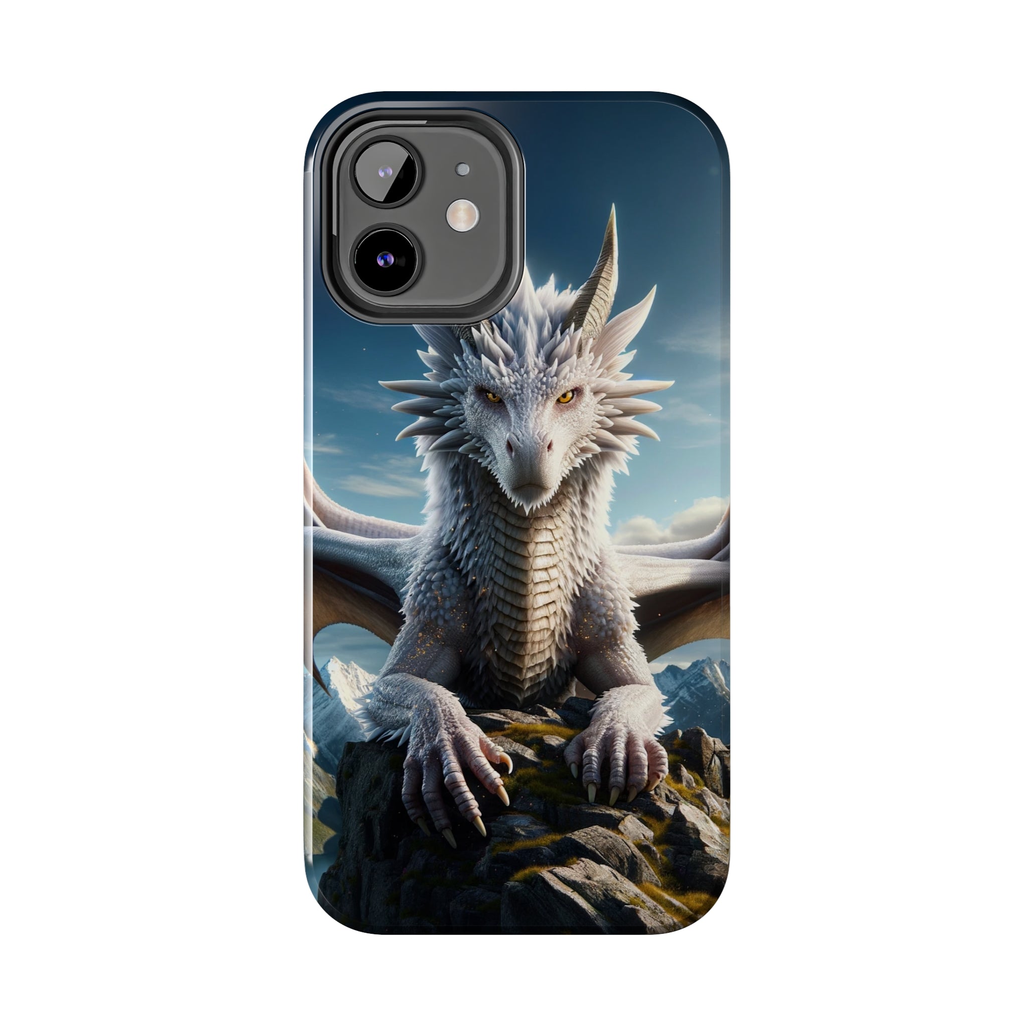 White dragon on a rock - Tough Phone Case