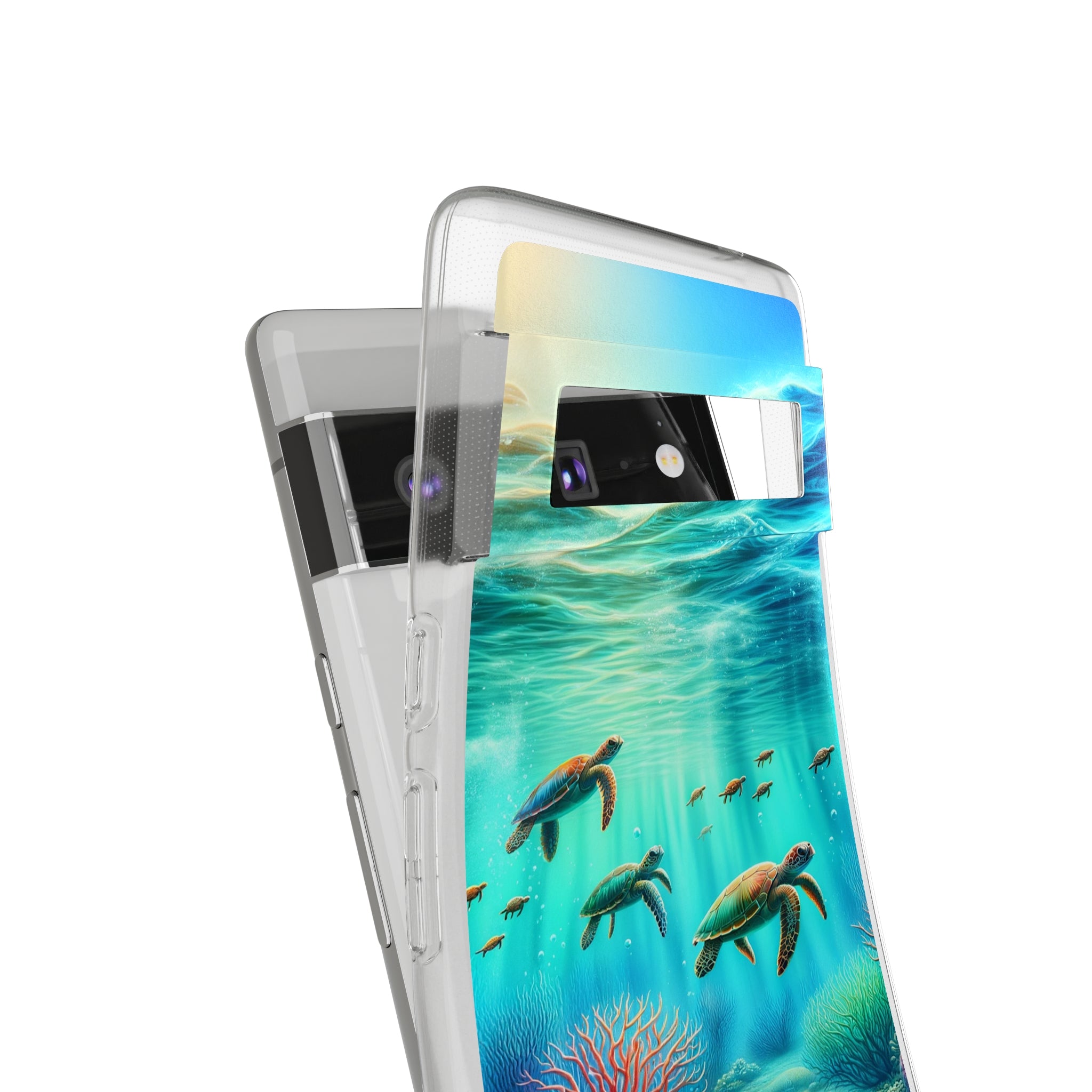 Turtles and coral reef - Soft Phone Case