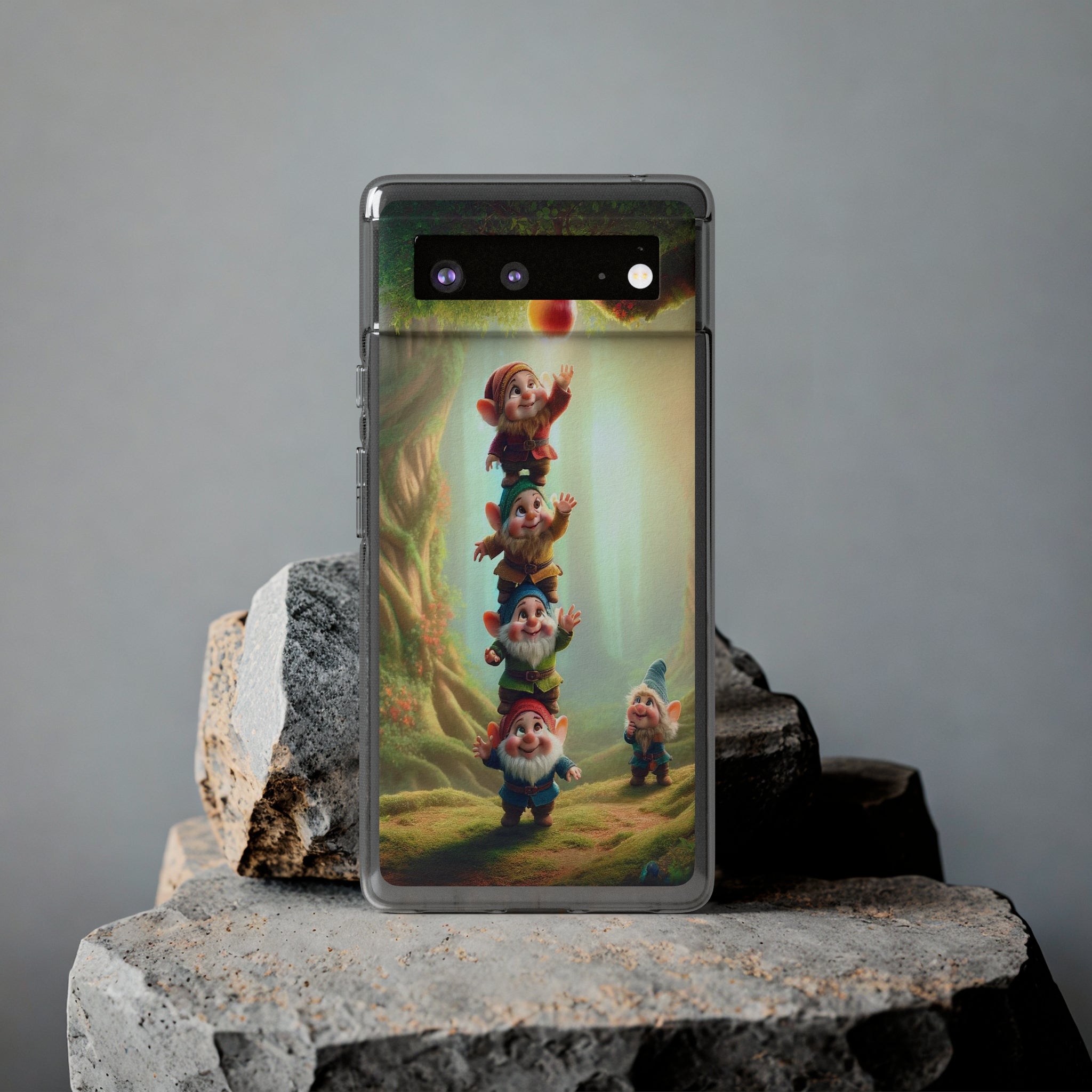 Gnomes reaching an apple - Soft Phone Case