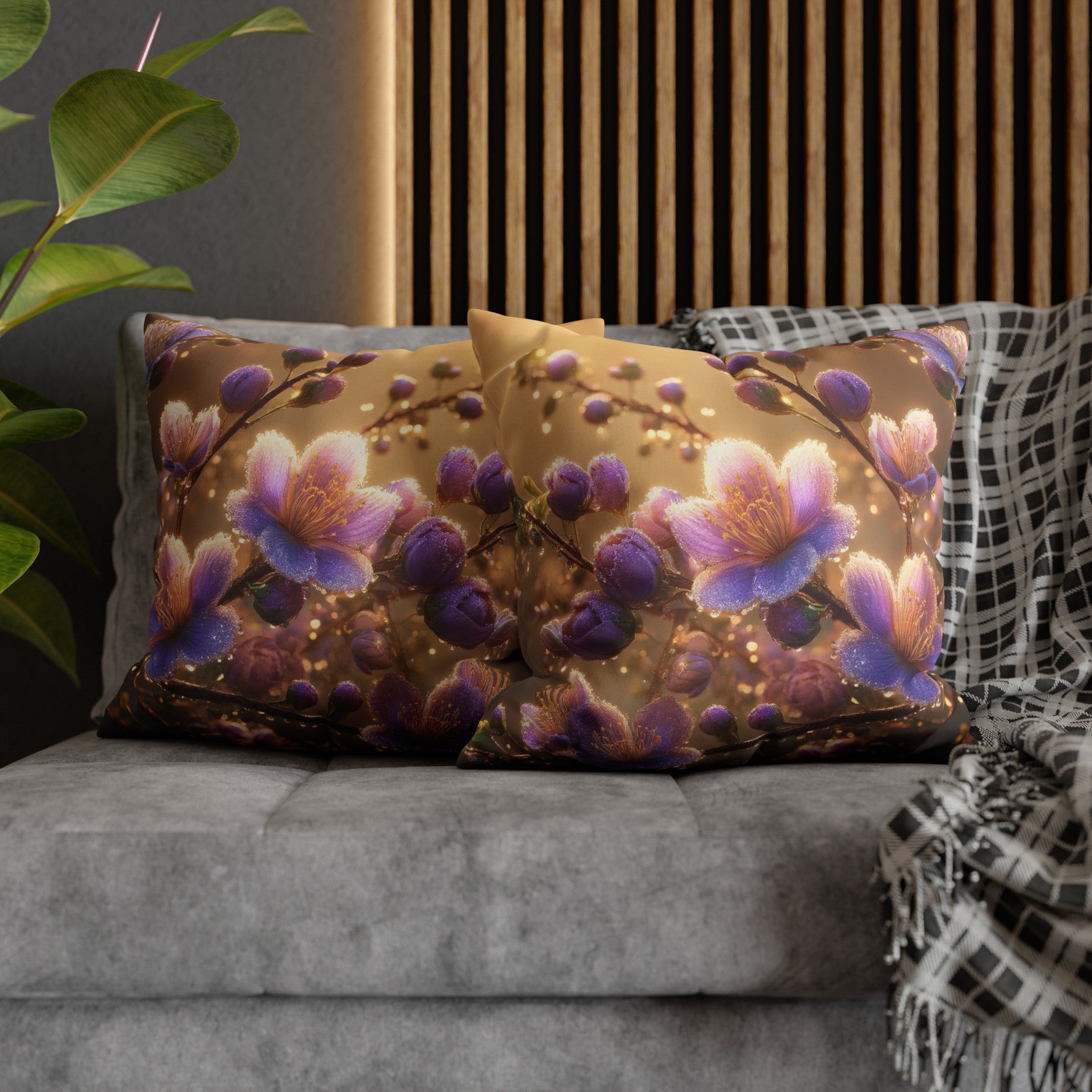 Purple diamond flowers (3) - Suede Square Pillowcase