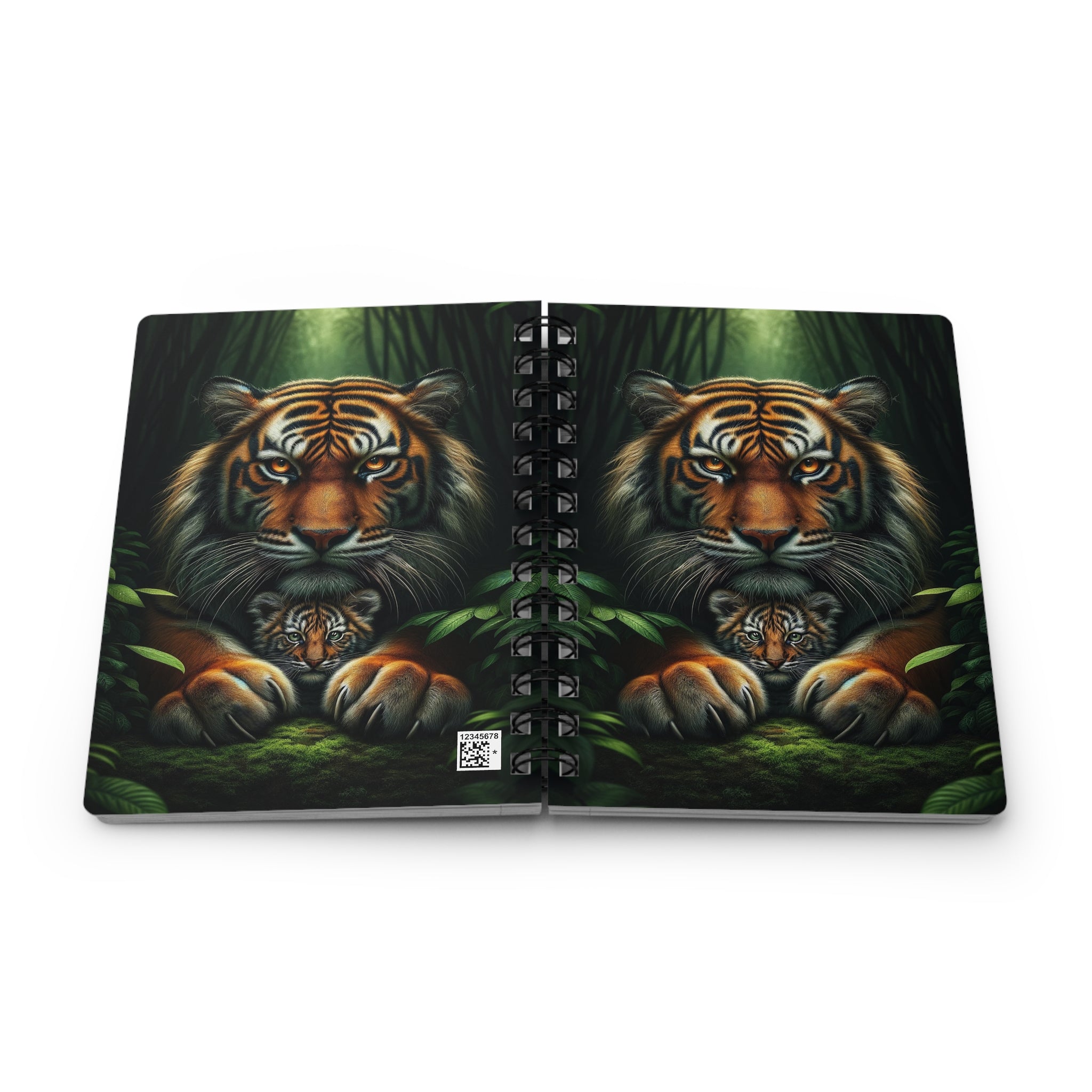 Mother tiger protecting her cub - Spiral Notebook