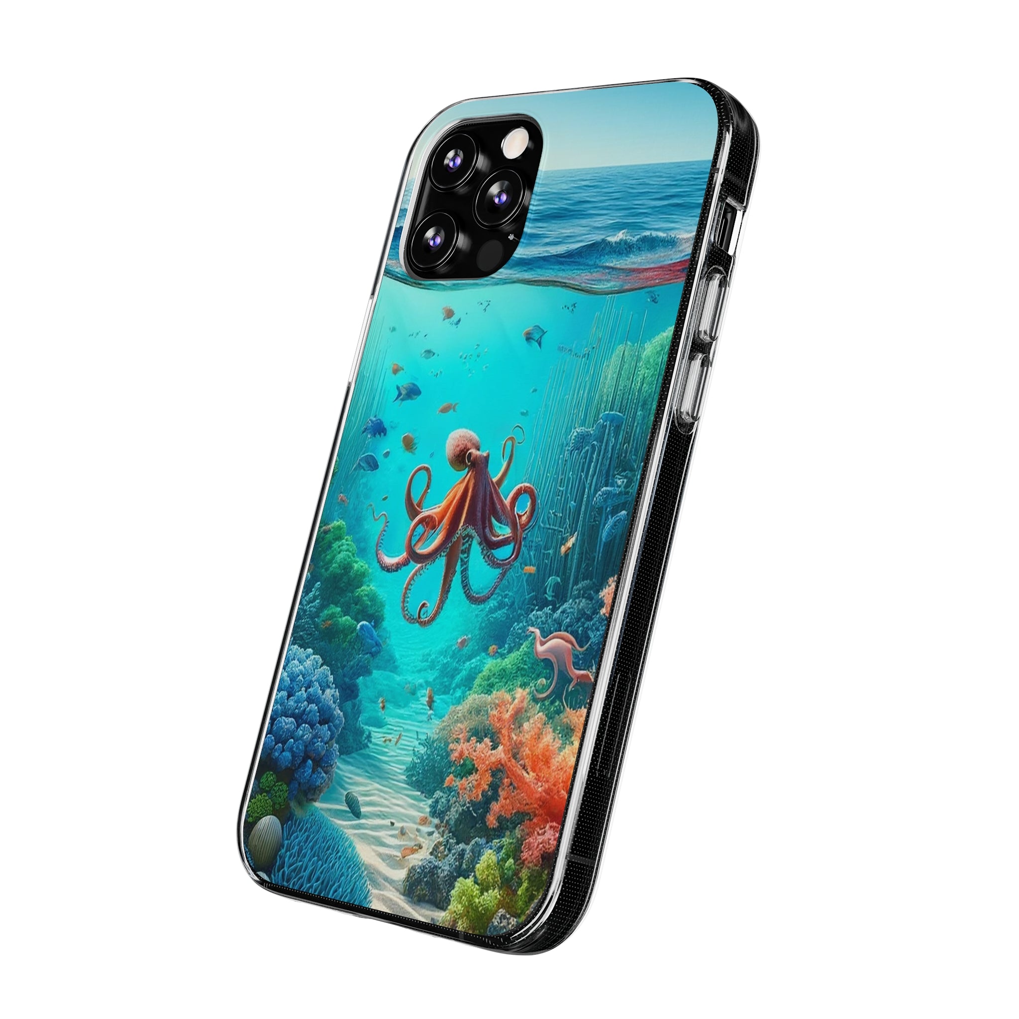 Octopus in turquoise water - Soft Phone Case