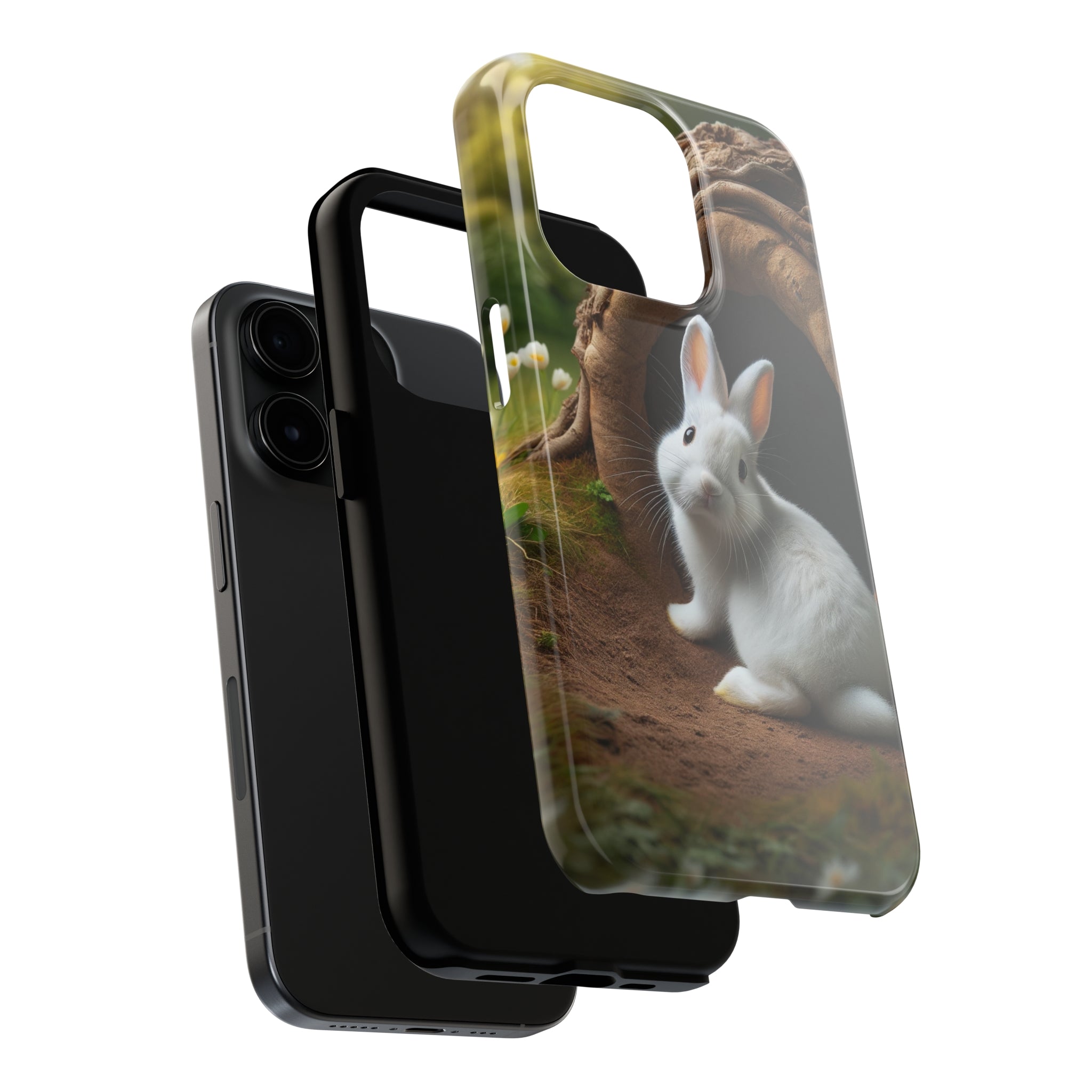 White curious rabbit - Tough Phone Case