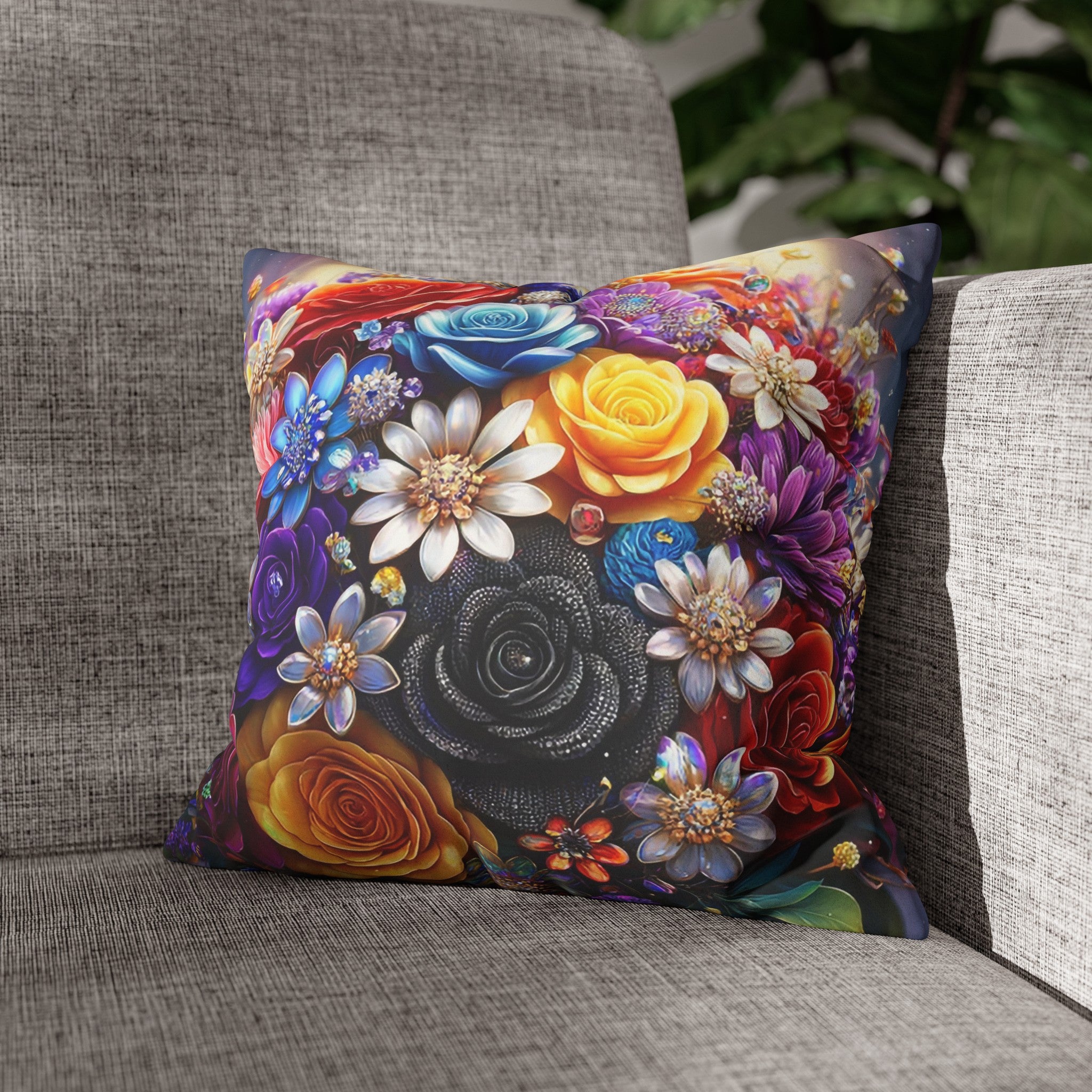 Colourful Bouquet (1) - Suede Square Pillowcase