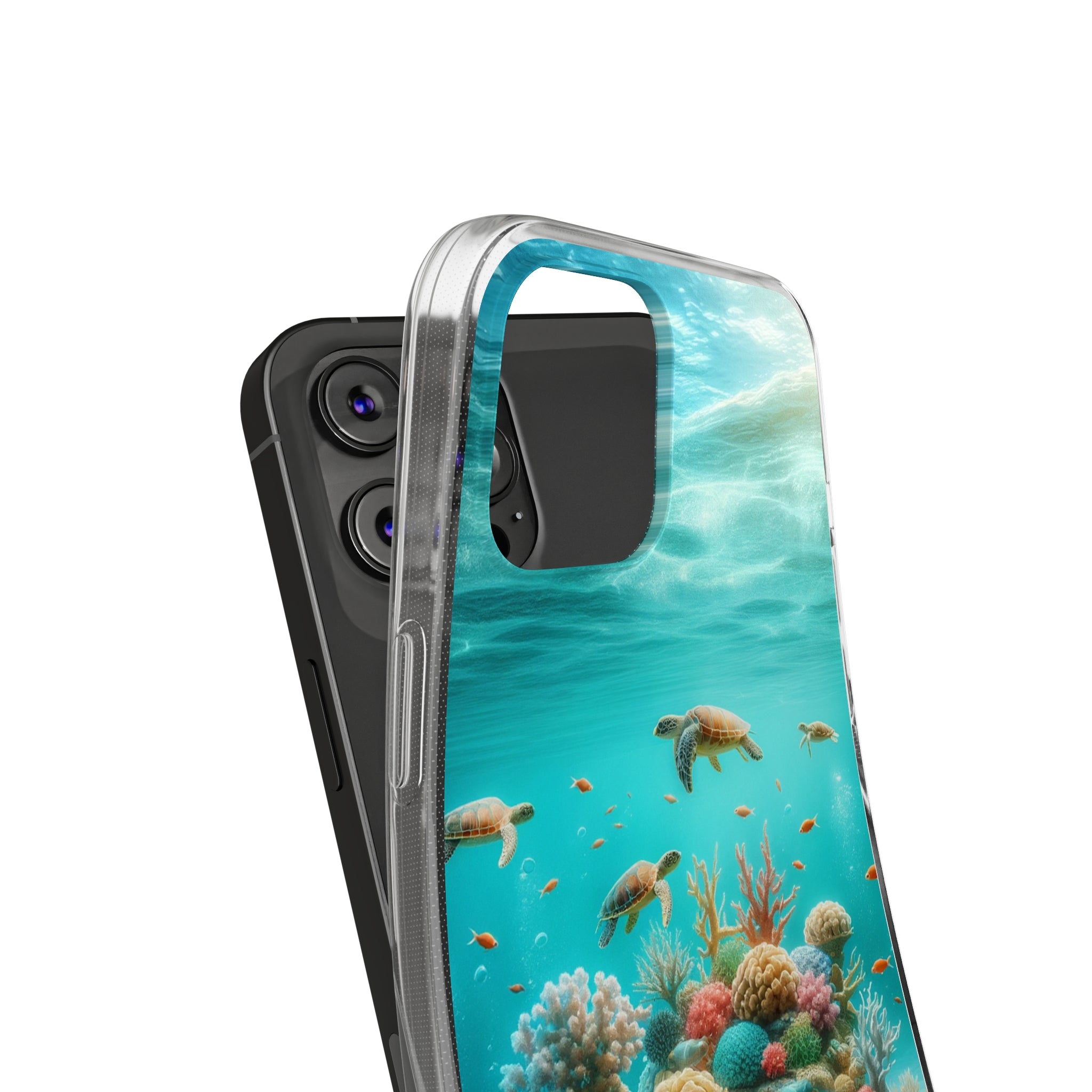 Turtles on coral reef - Soft Phone Case