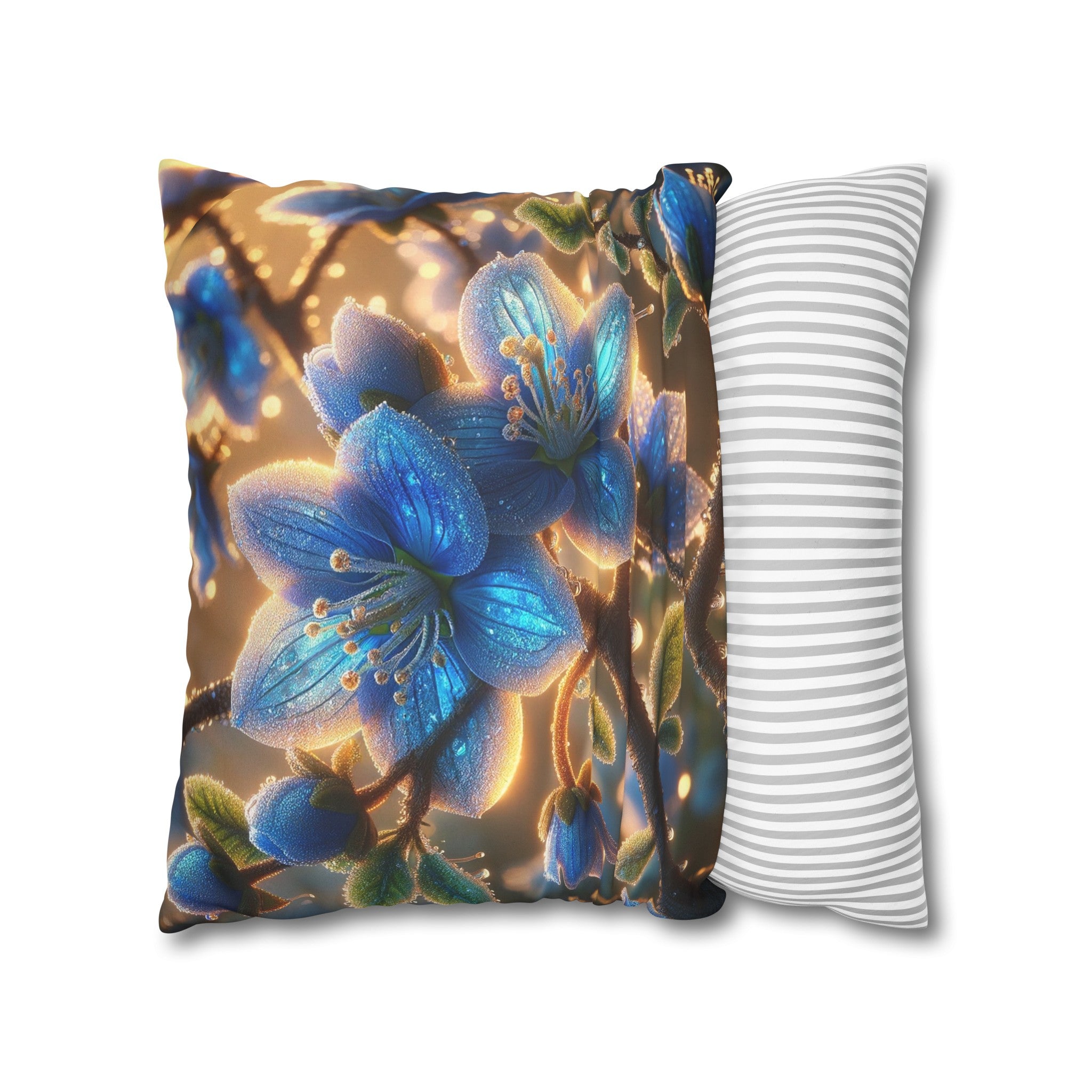 Blue, diamond flowers (3) - Suede Square Pillowcase