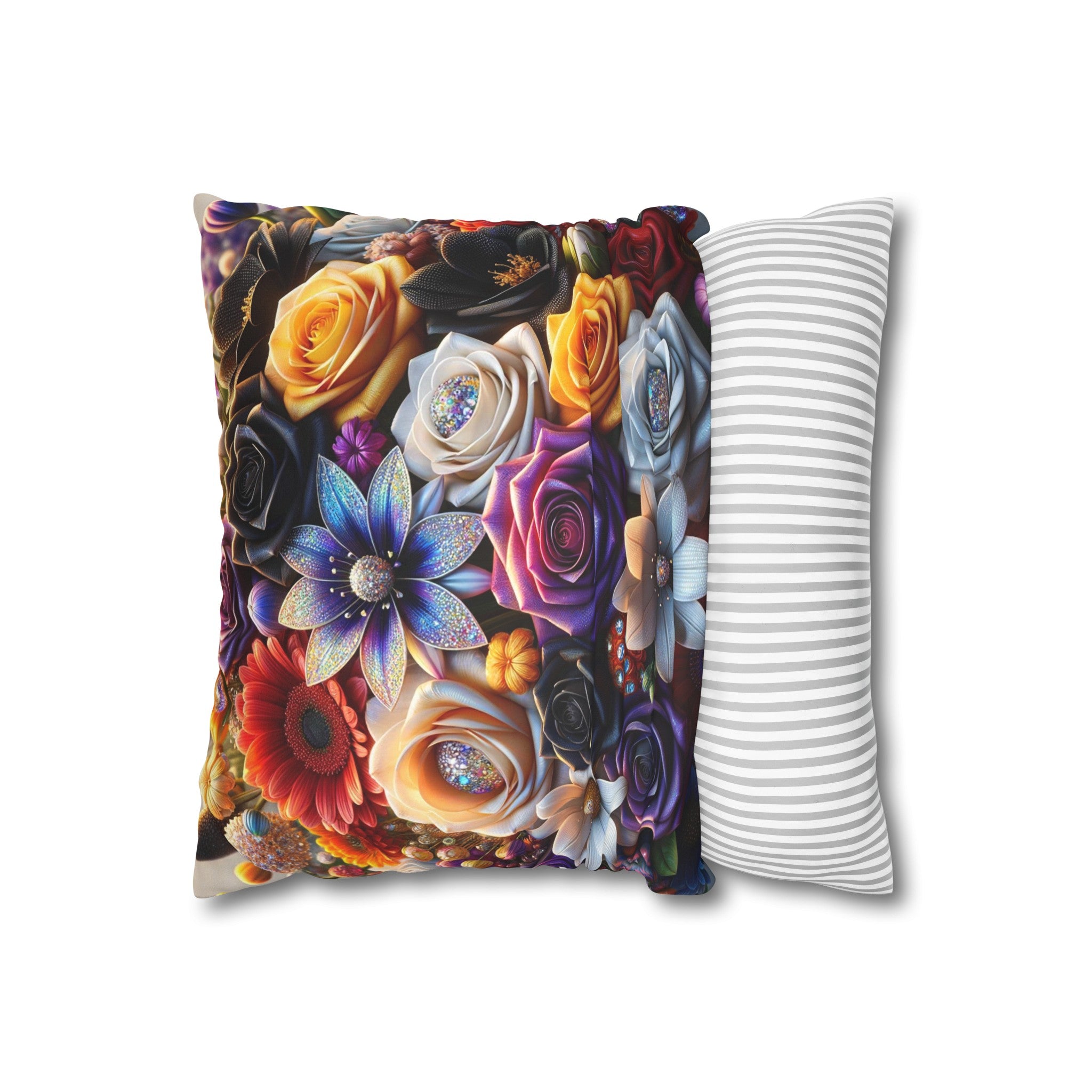 Colourful Bouquet (4) - Suede Square Pillowcase